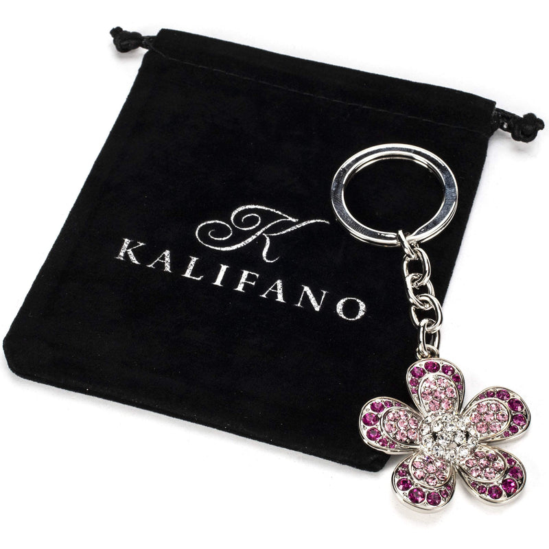 Kalifano Crystal Keychains Pink Flower Keychain made with Swarovski Crystals SKC-051