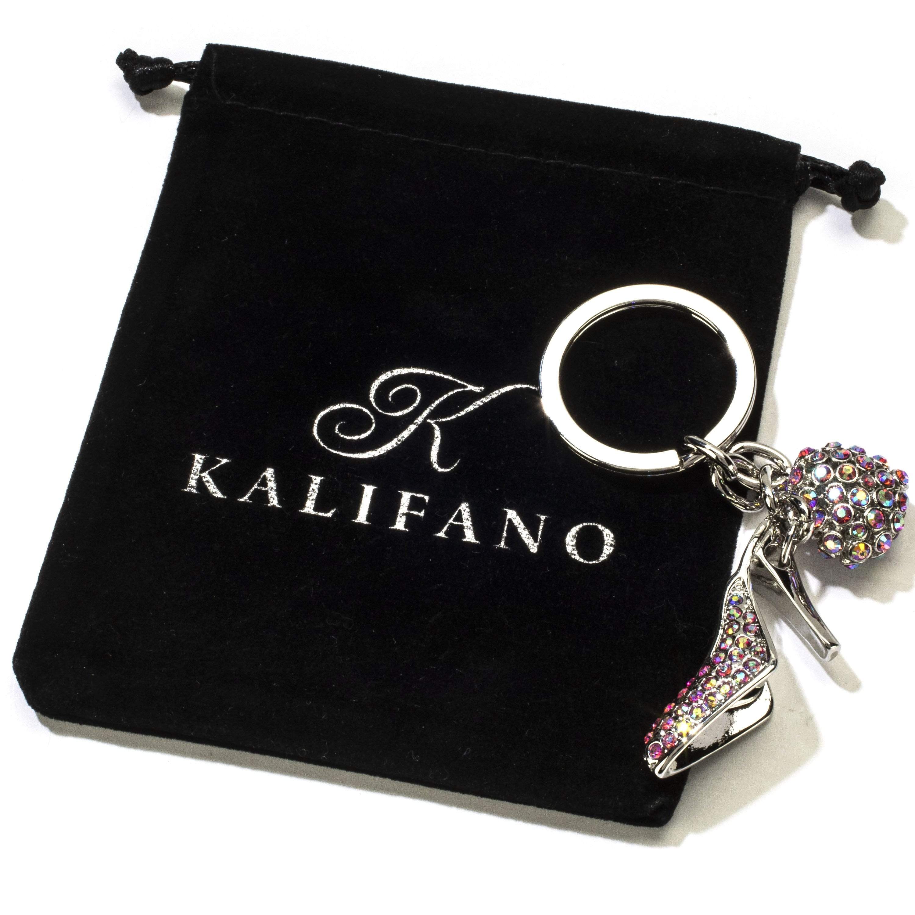 Kalifano Crystal Keychains Pink Heel & Heart Keychain made with Swarovski Crystals SKC-031