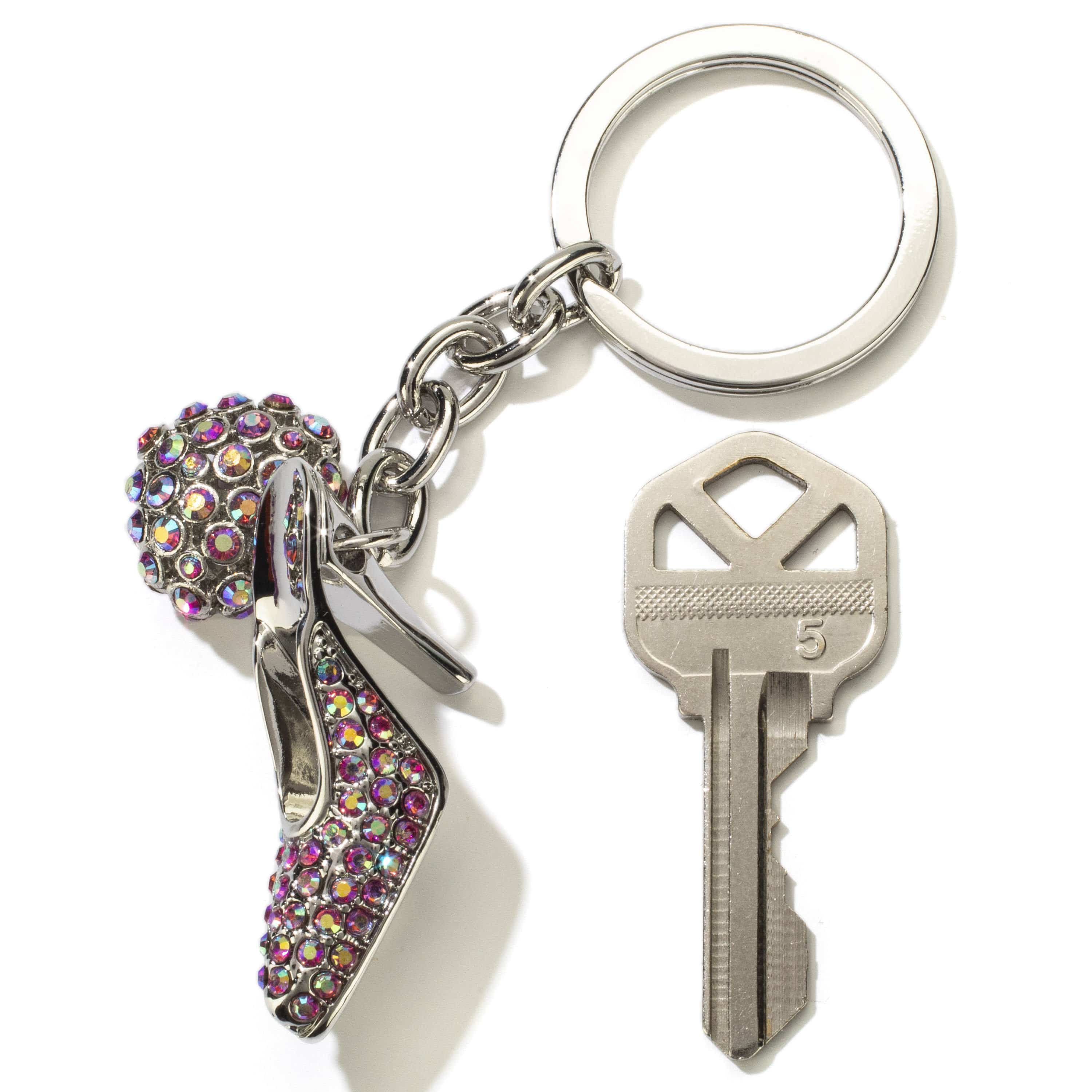 Kalifano Crystal Keychains Pink Heel & Heart Keychain made with Swarovski Crystals SKC-031