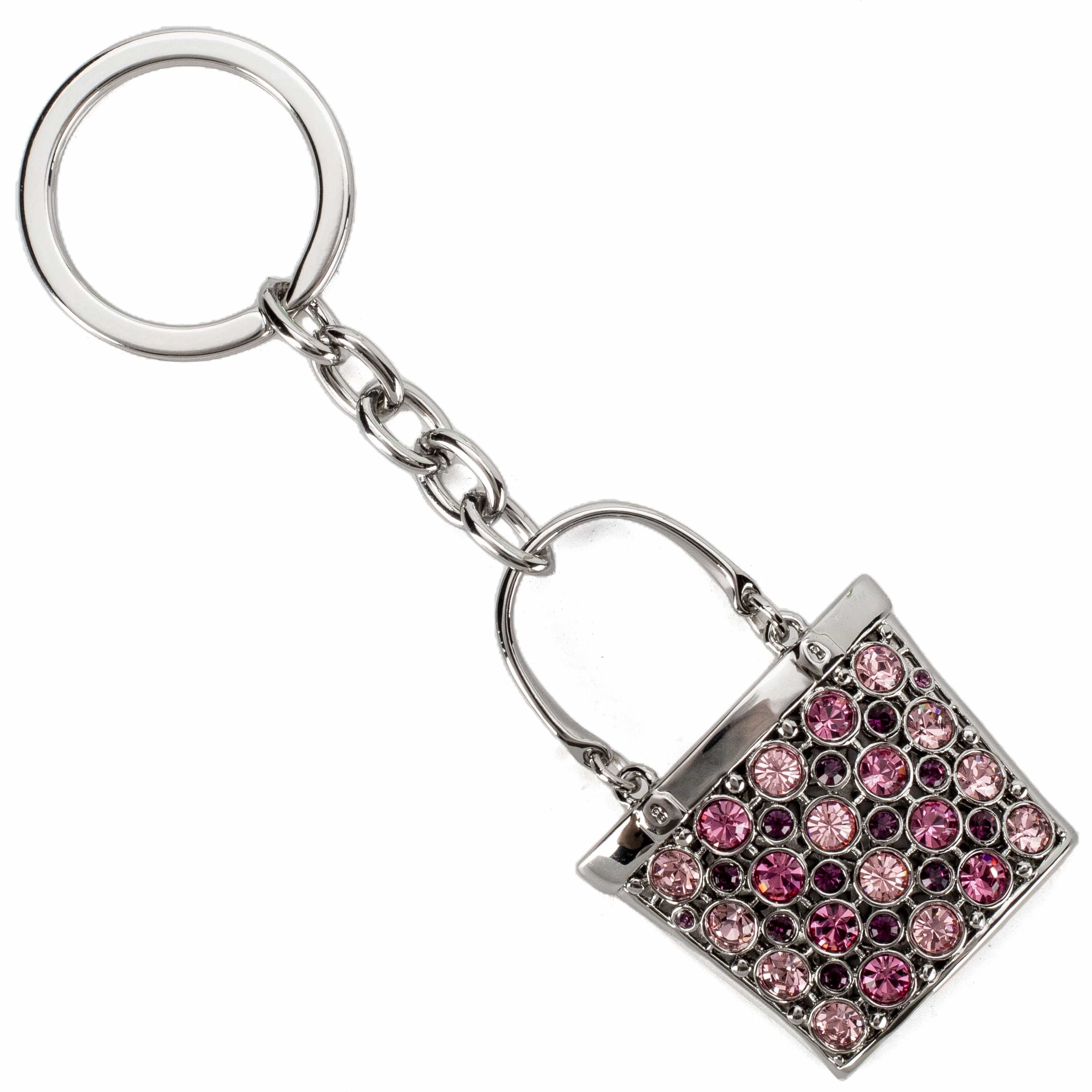 Kalifano Crystal Keychains Pink Stone Handbag Keychain made with Swarovski Crystals SKC-142
