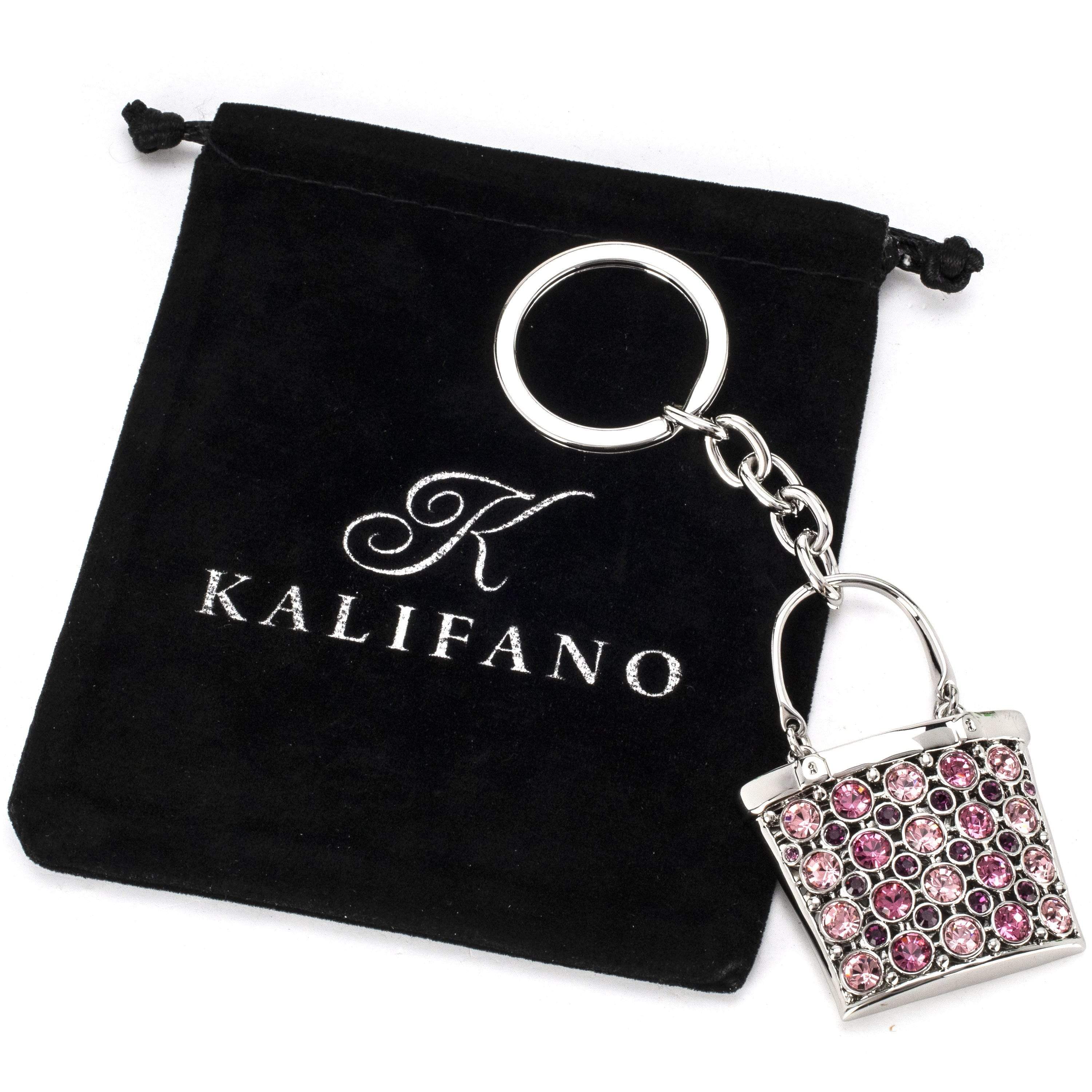 Kalifano Crystal Keychains Pink Stone Handbag Keychain made with Swarovski Crystals SKC-142