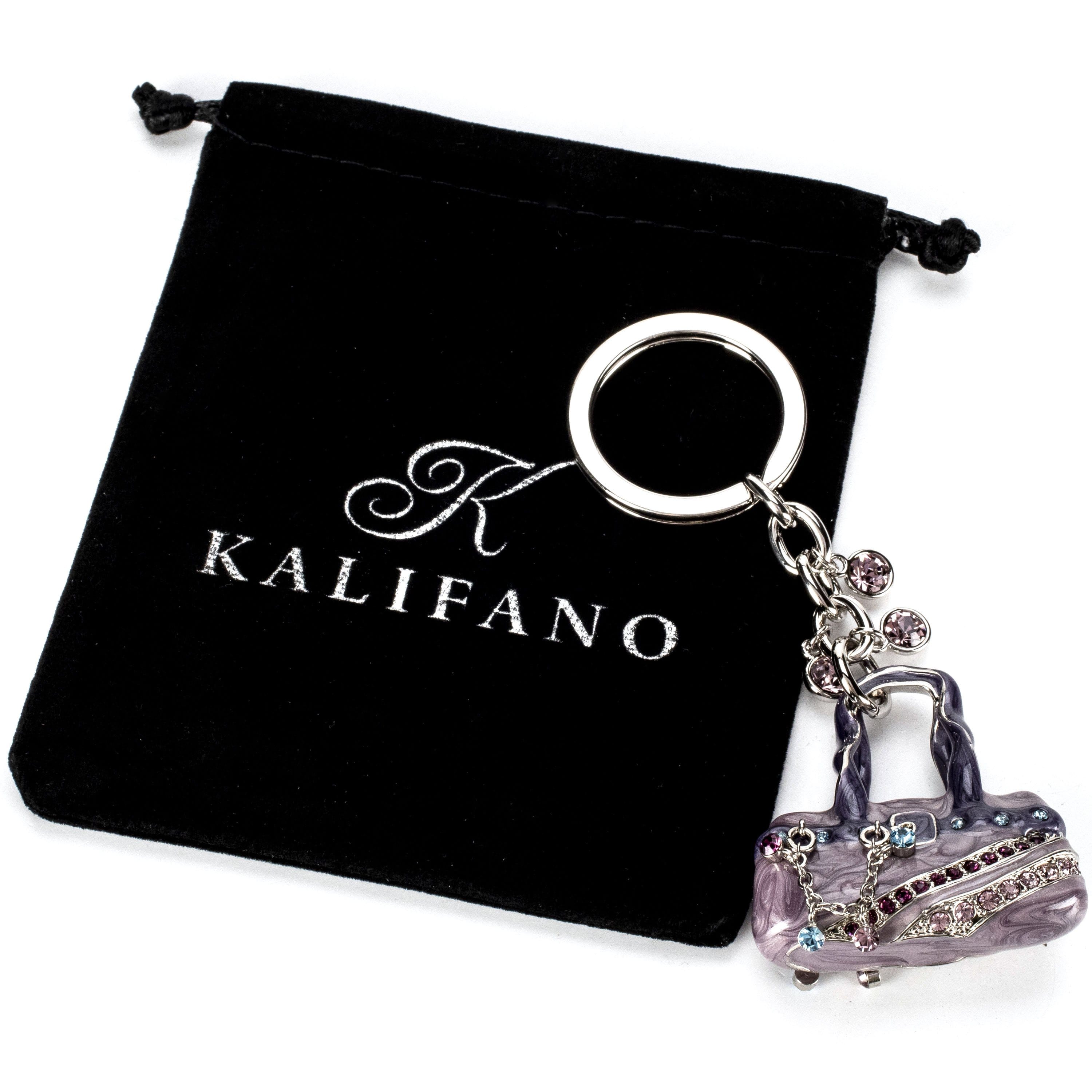 Kalifano Crystal Keychains Purple Handbag Keychain made with Swarovski Crystals SKC-009