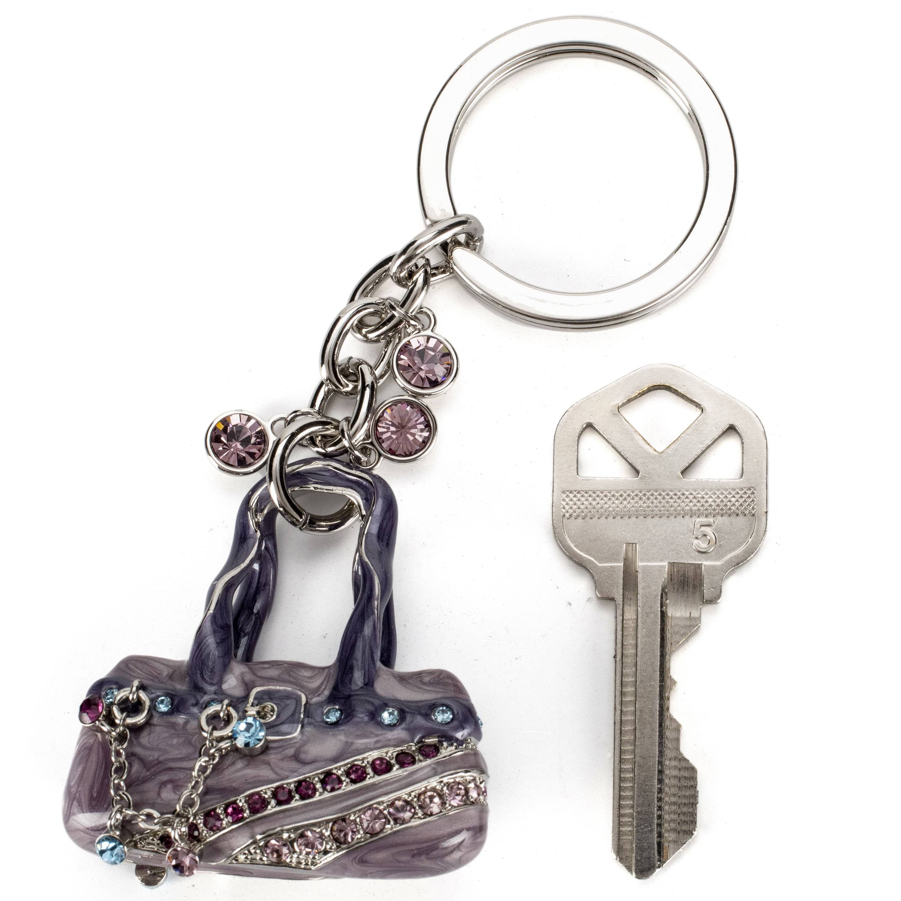 Kalifano Crystal Keychains Purple Handbag Keychain made with Swarovski Crystals SKC-009