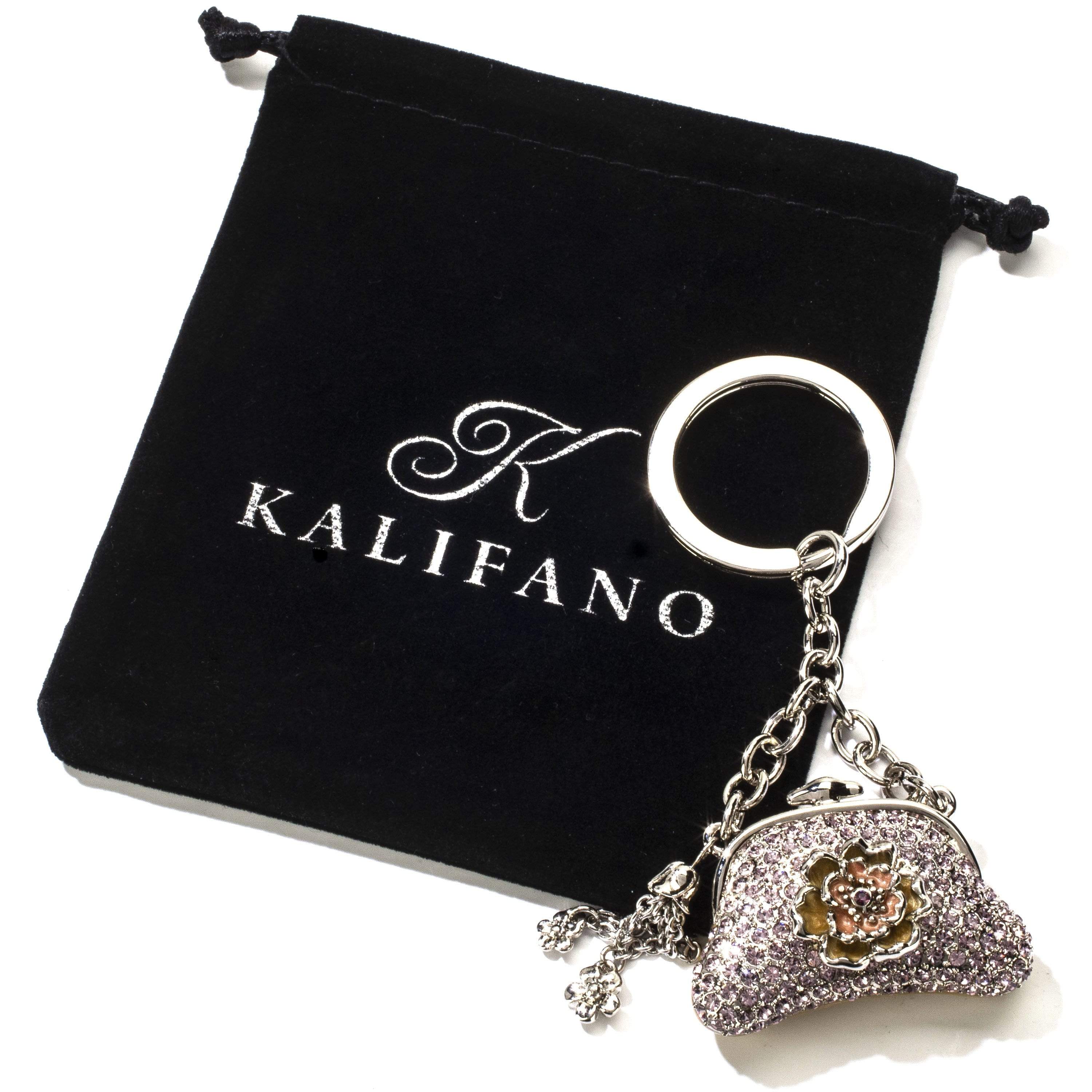 Kalifano Crystal Keychains Purple Purse Keychain made with Swarovski Crystals SKC-072
