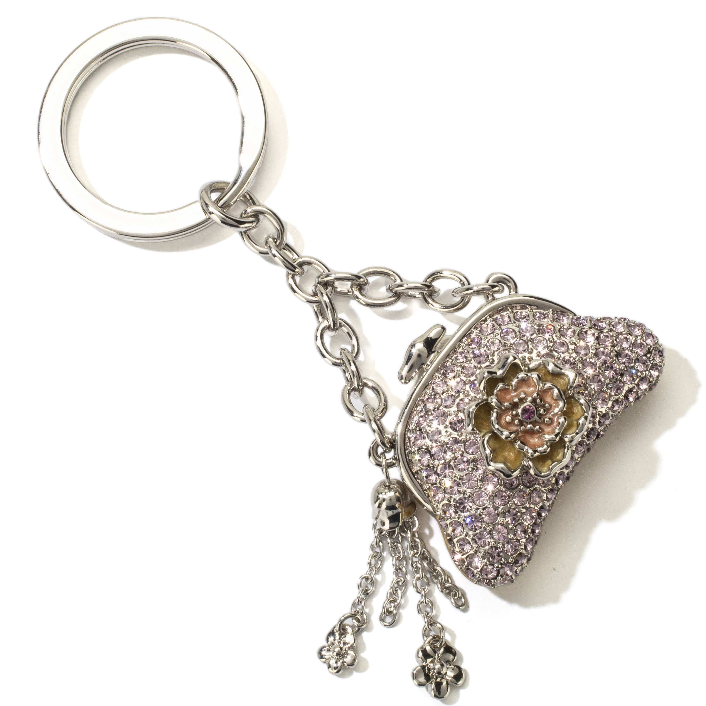 Kalifano Crystal Keychains Purple Purse Keychain made with Swarovski Crystals SKC-072