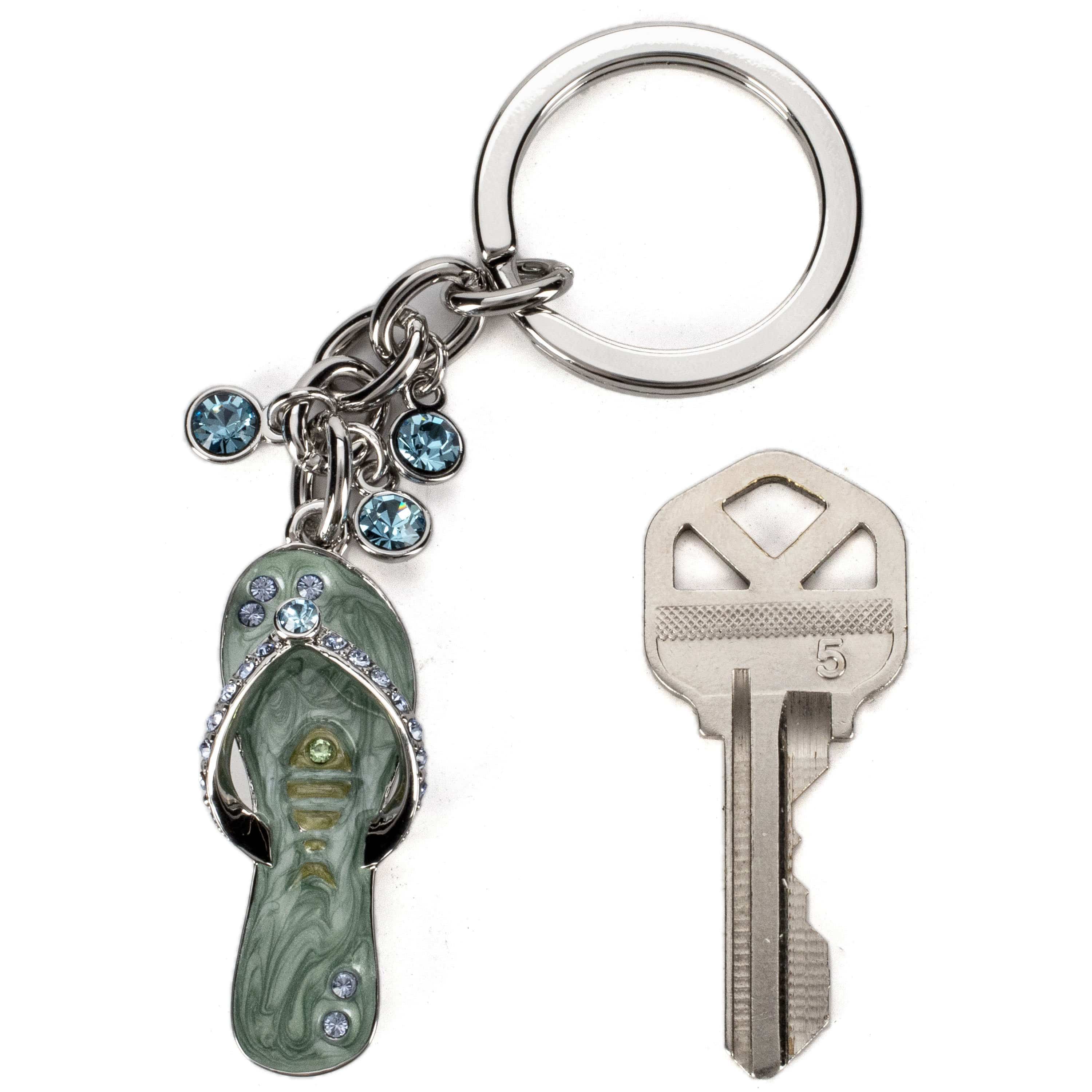 Kalifano Crystal Keychains Sapphire Flip Flop Keychain made with Swarovski Crystals SKC-065