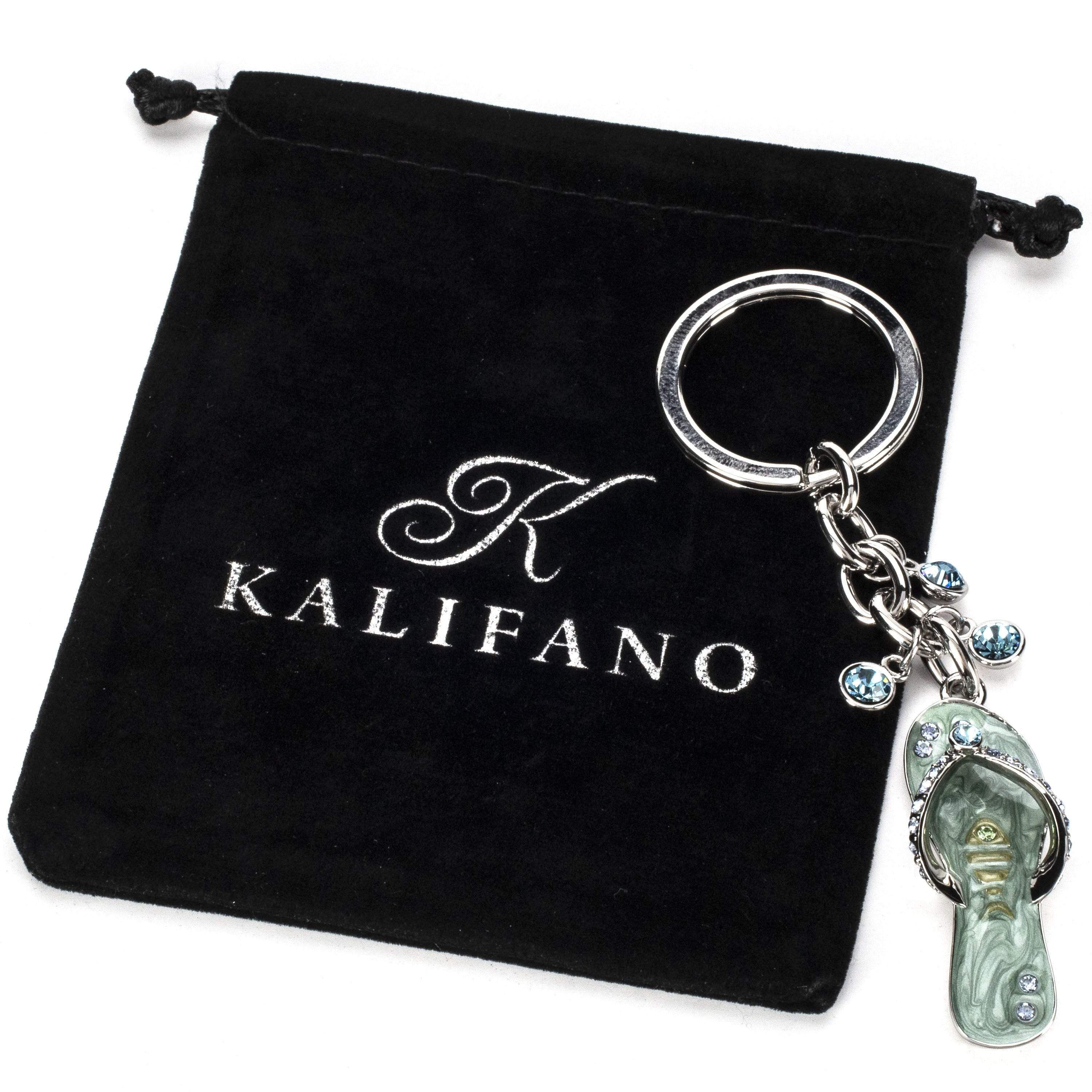 Kalifano Crystal Keychains Sapphire Flip Flop Keychain made with Swarovski Crystals SKC-065
