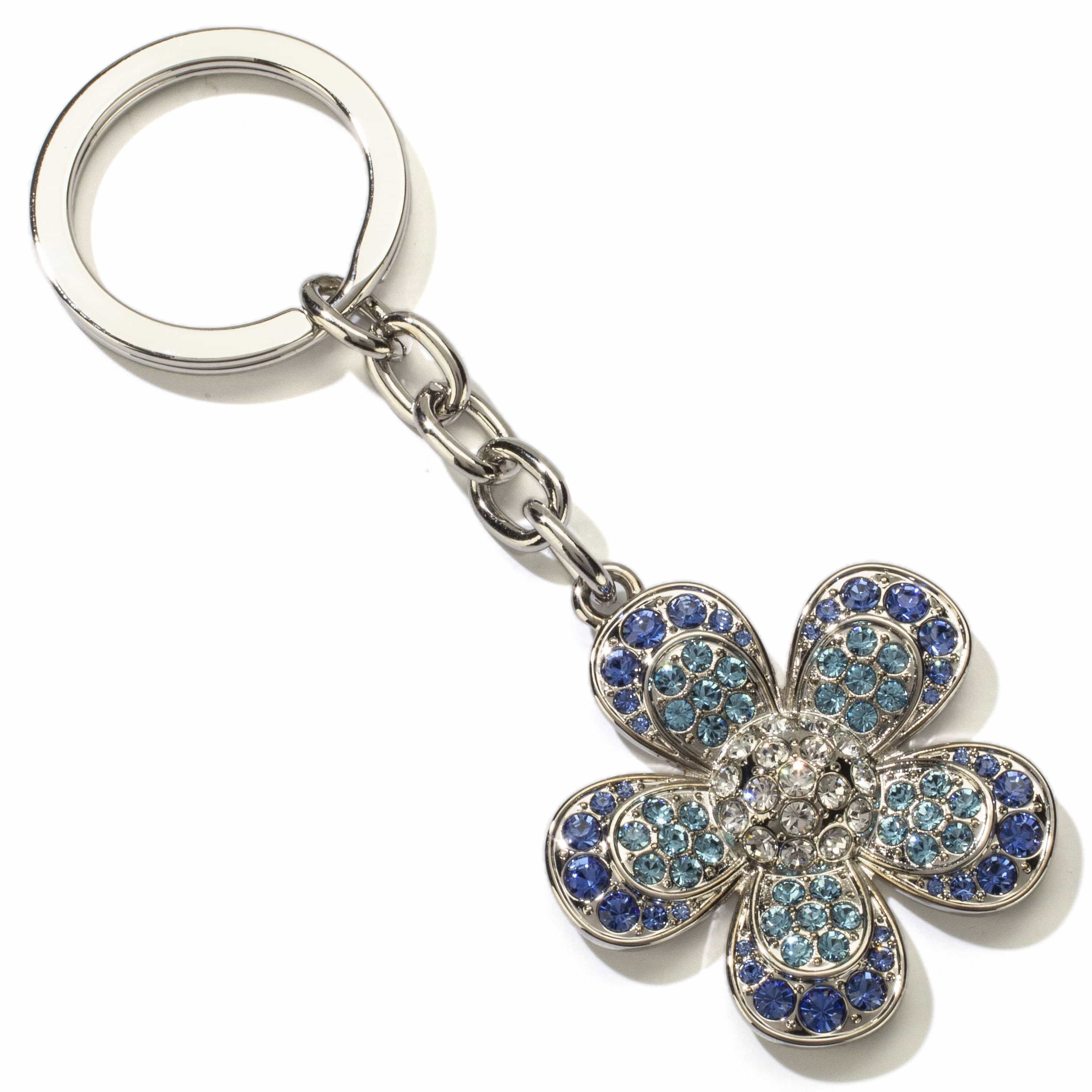 Kalifano Crystal Keychains Sapphire Flower Keychain made with Swarovski Crystals SKC-052