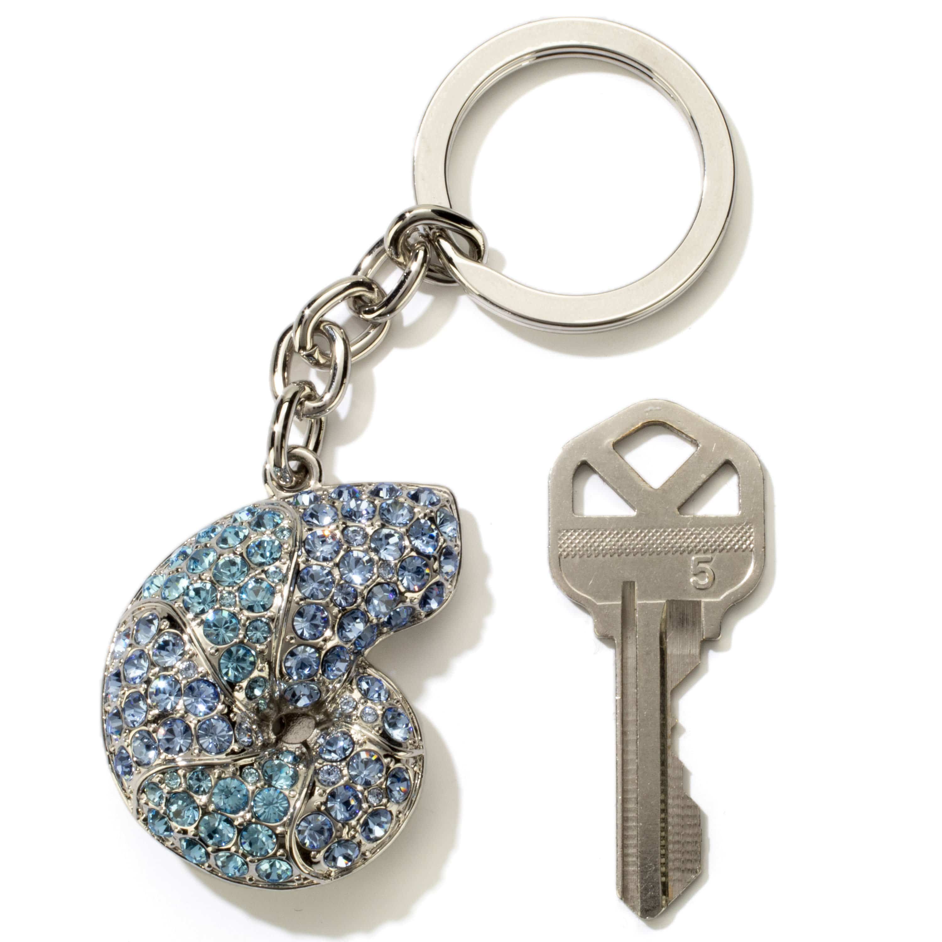 Kalifano Crystal Keychains Sapphire Seashell Keychain made with Swarovski Crystals SKC-128