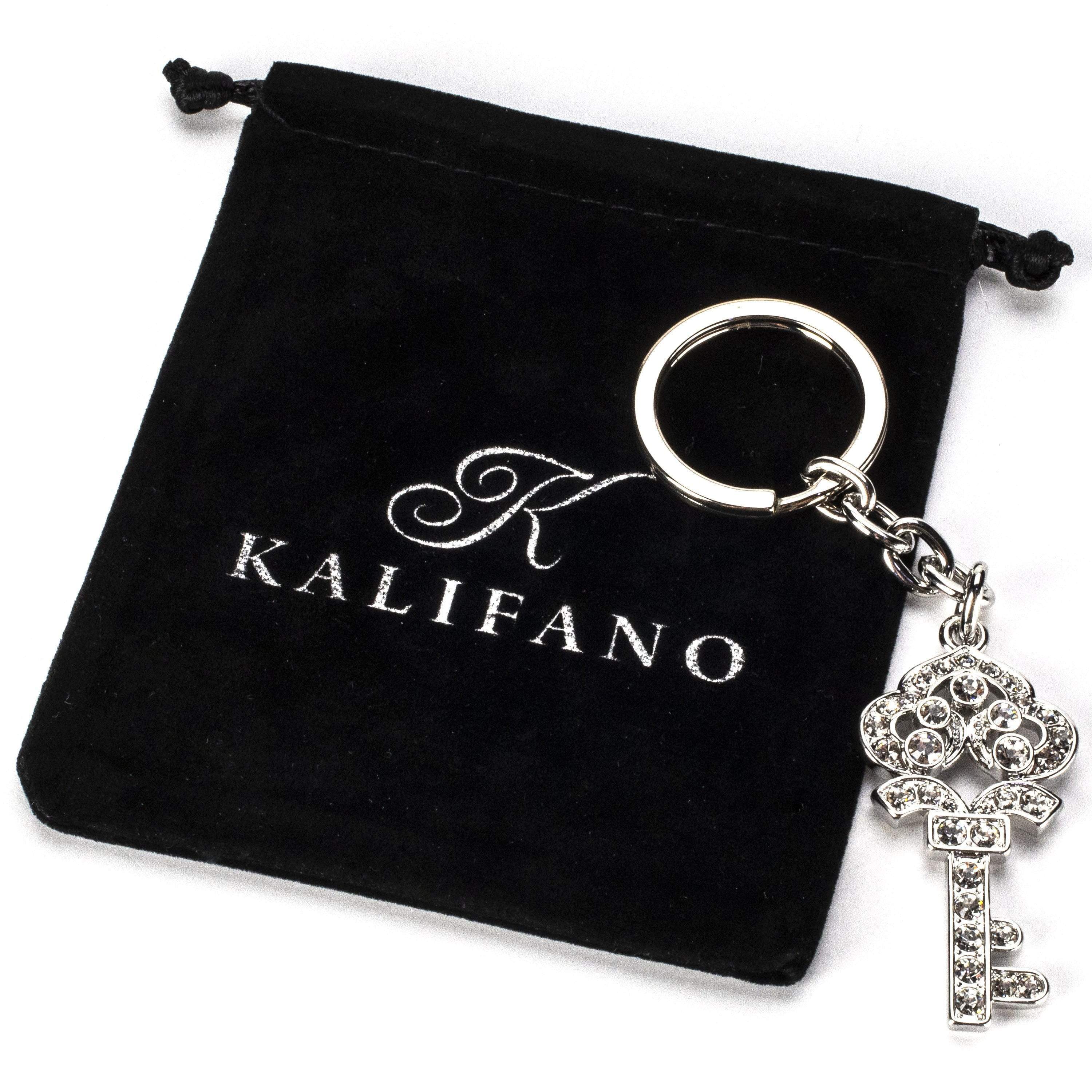 Kalifano Crystal Keychains Silver Crown Key Keychain made with Swarovski Crystals SKC-138