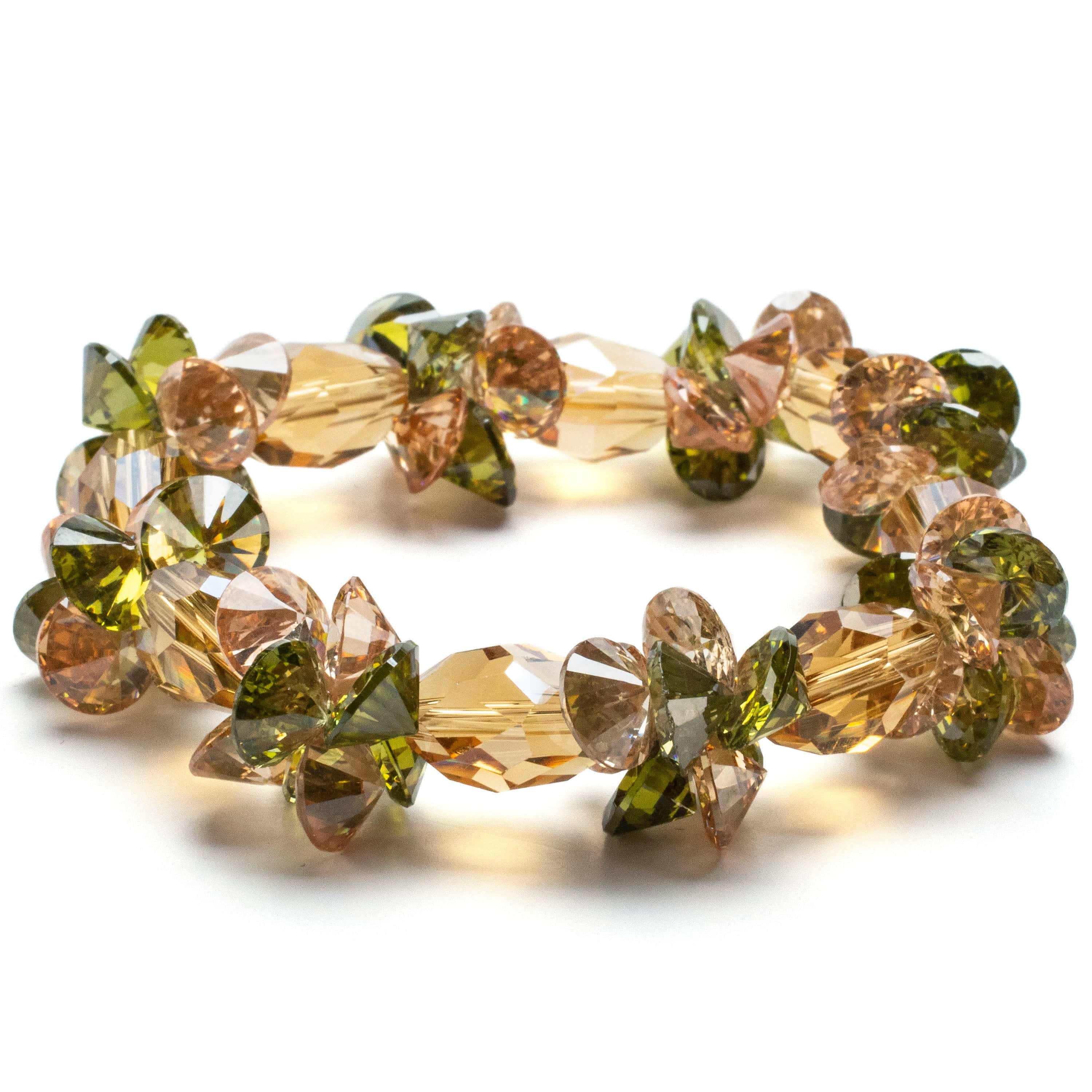 Kalifano Cubic Zirconia Bracelets Autumn Faceted Cubic Zirconia Crystal Elastic Bracelet GOLD-BCZ-22