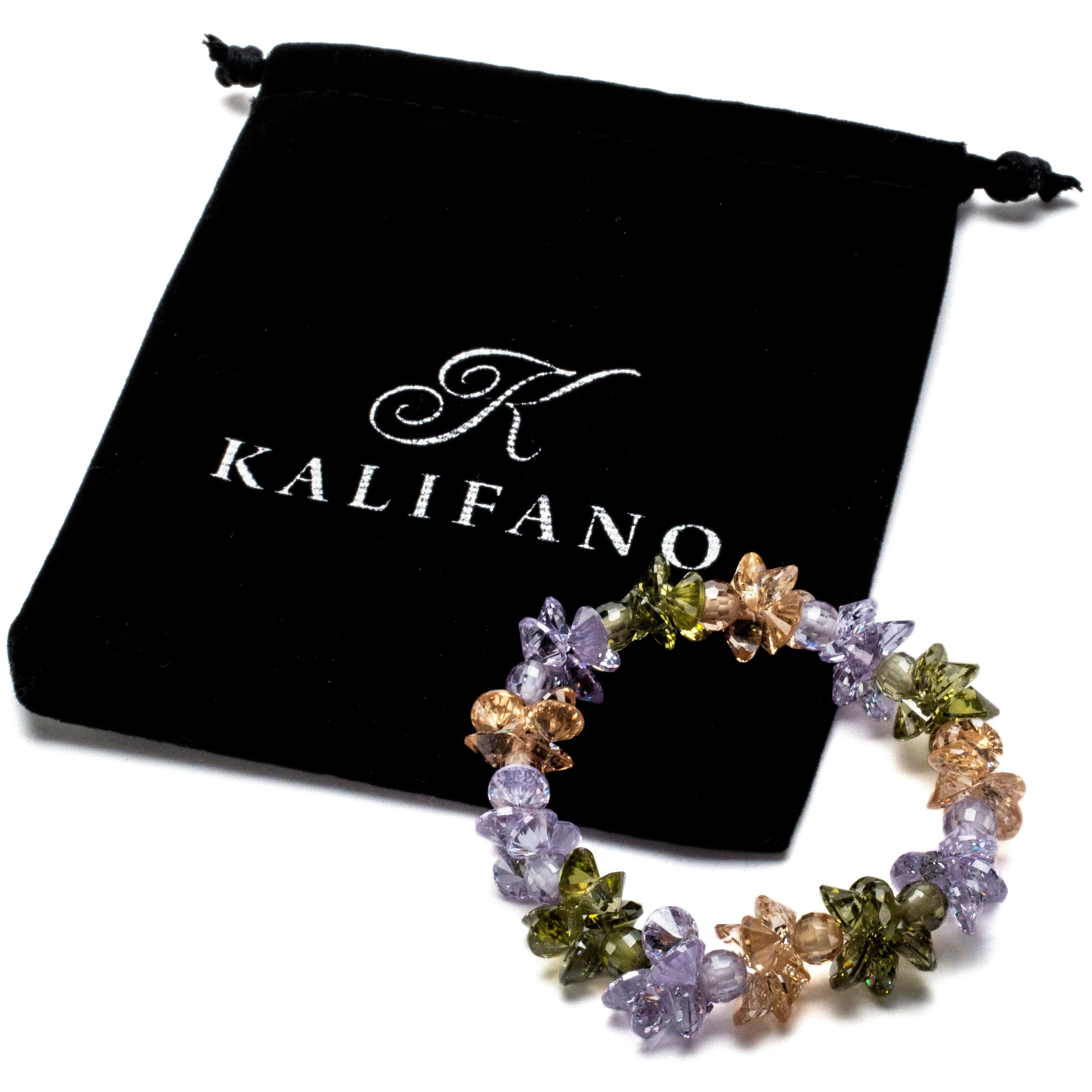 Kalifano Cubic Zirconia Bracelets Autumn Faceted Cubic Zirconia Crystal Elastic Bracelet GOLD-BCZ-24