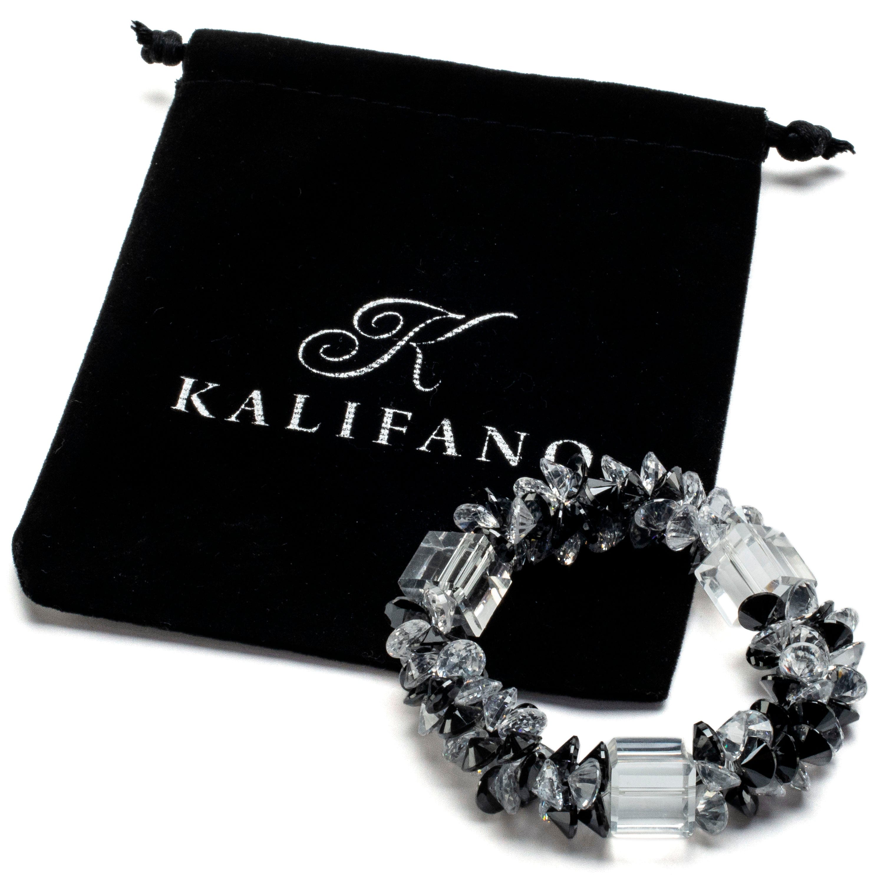 Kalifano Cubic Zirconia Bracelets Dalmation Faceted Cubic Zirconia Crystal Elastic Bracelet GOLD-BCZ-06