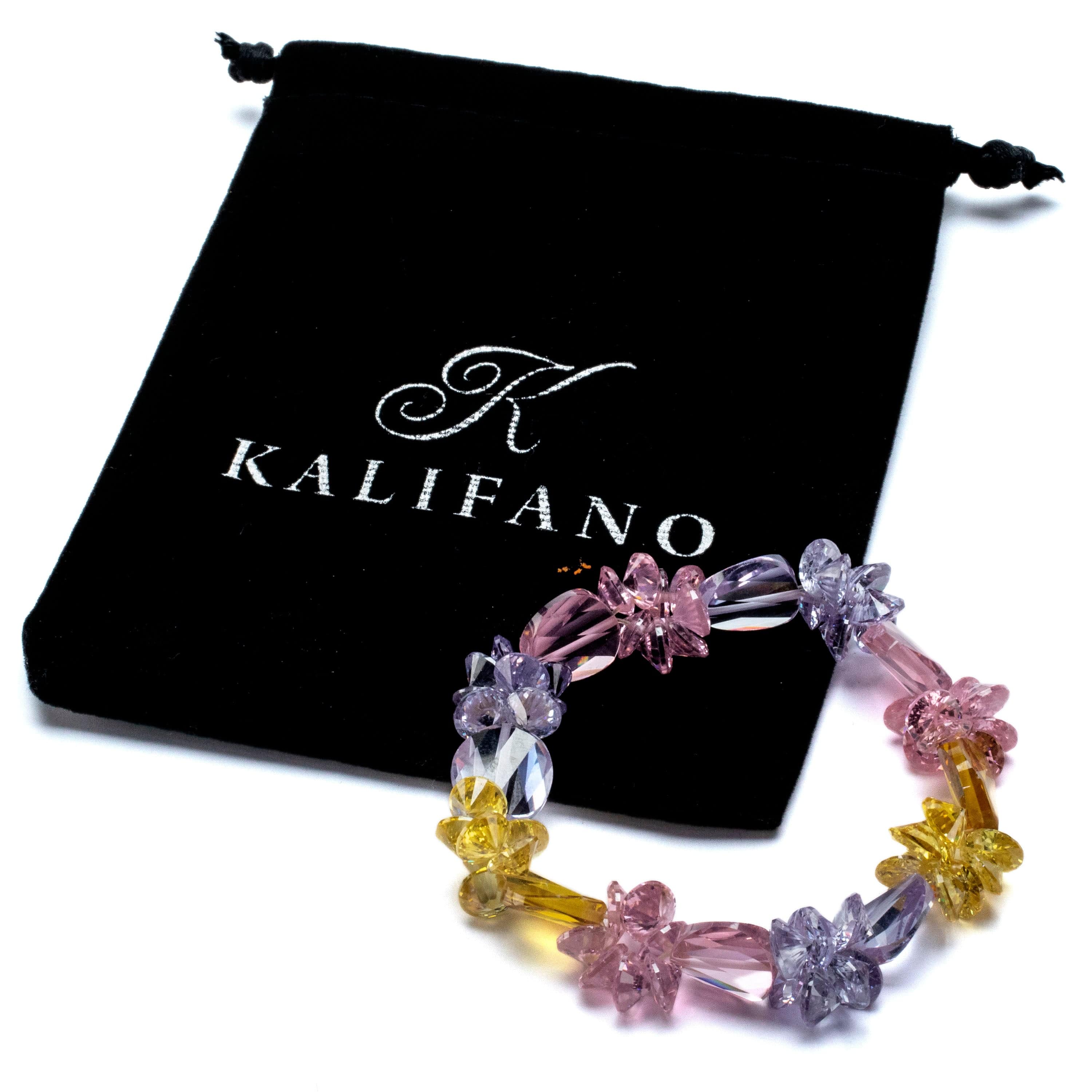 Kalifano Cubic Zirconia Bracelets Pastel Sunset Faceted Cubic Zirconia Crystal Elastic Bracelet GOLD-BCZ-20