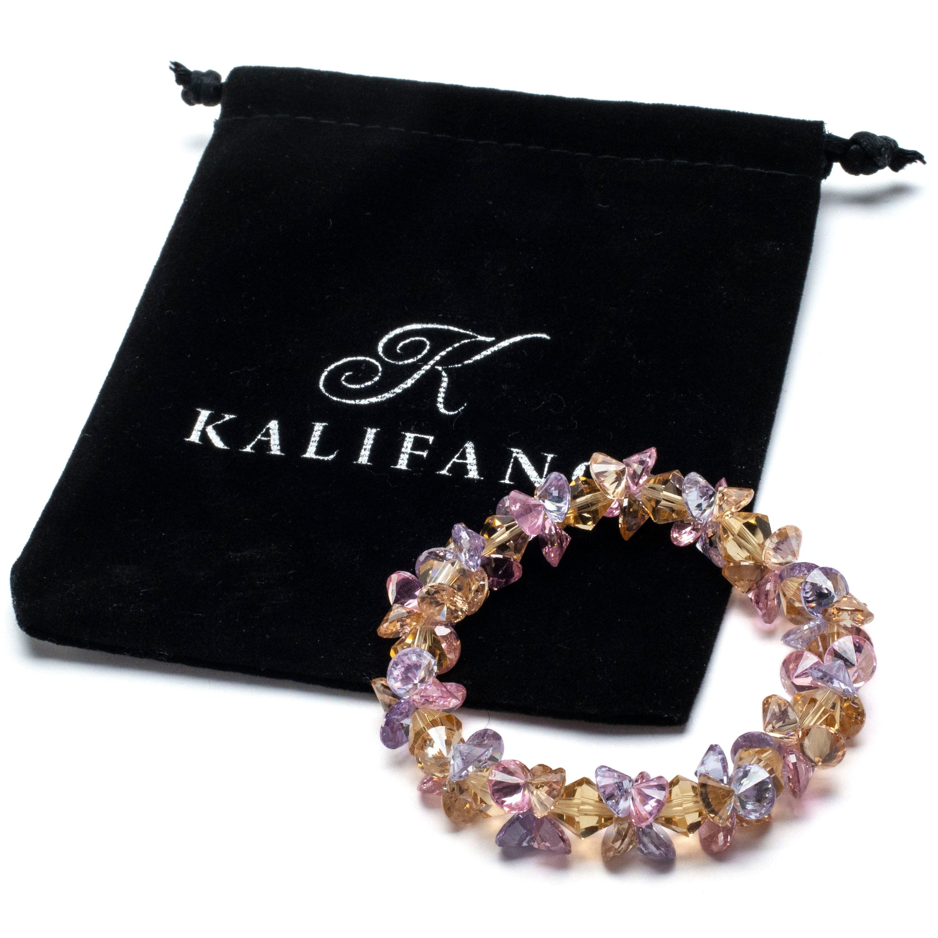 Kalifano Cubic Zirconia Bracelets Spring Faceted Cubic Zirconia Crystal Elastic Bracelet GOLD-BCZ-29