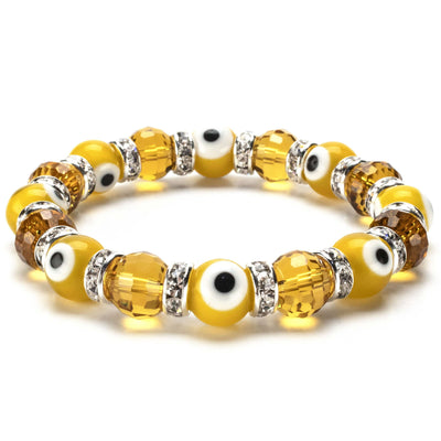 Kalifano Evil Eye Jewelry Citrine Evil Eye Glass Bracelet with Cubic Zirconia Crystals BLUE-BEE-21