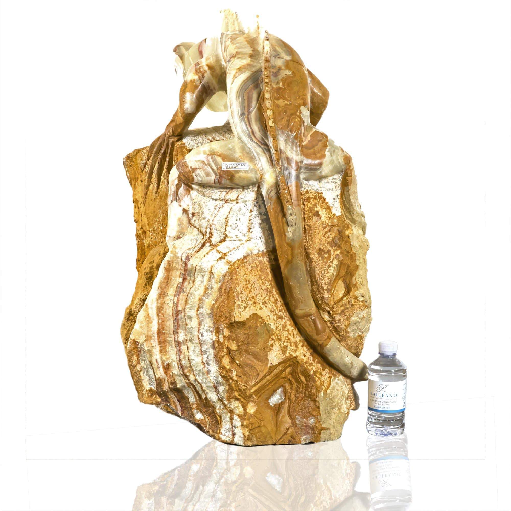 Kalifano Fossils & Minerals CARV7900.006 - Iguana Carving 161 kg / 355 lbs Onyx- Mexico CARV7900.006