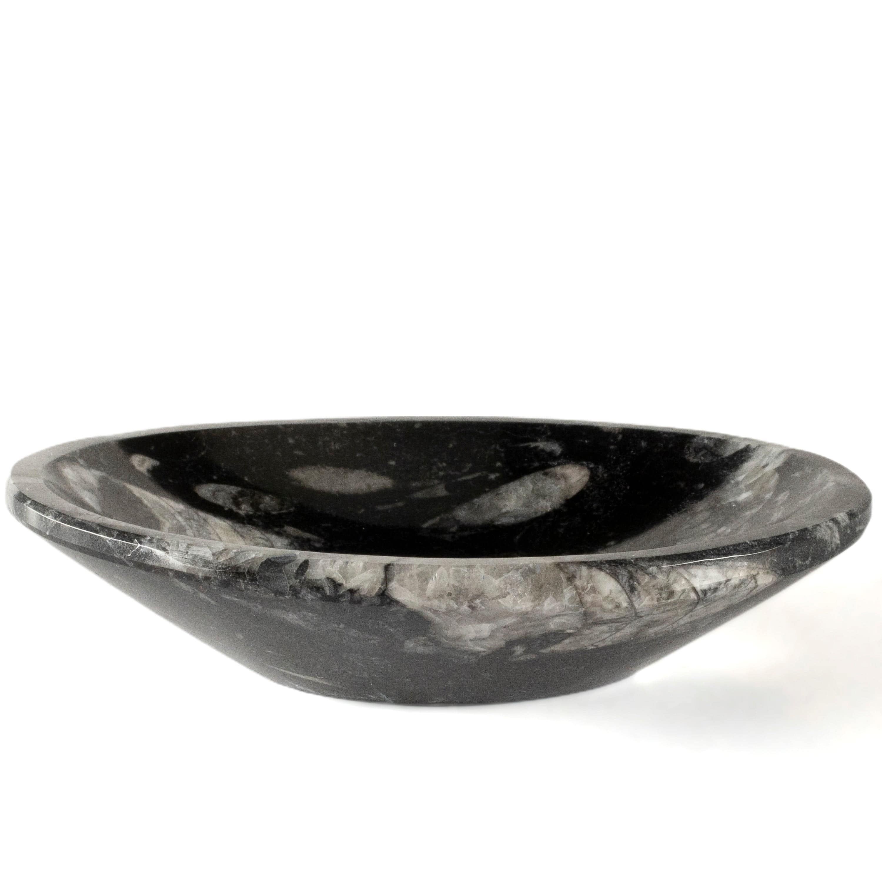 Kalifano Fossils & Minerals Natural Black Orthoceras Bowl from Morocco - 6" BORO140