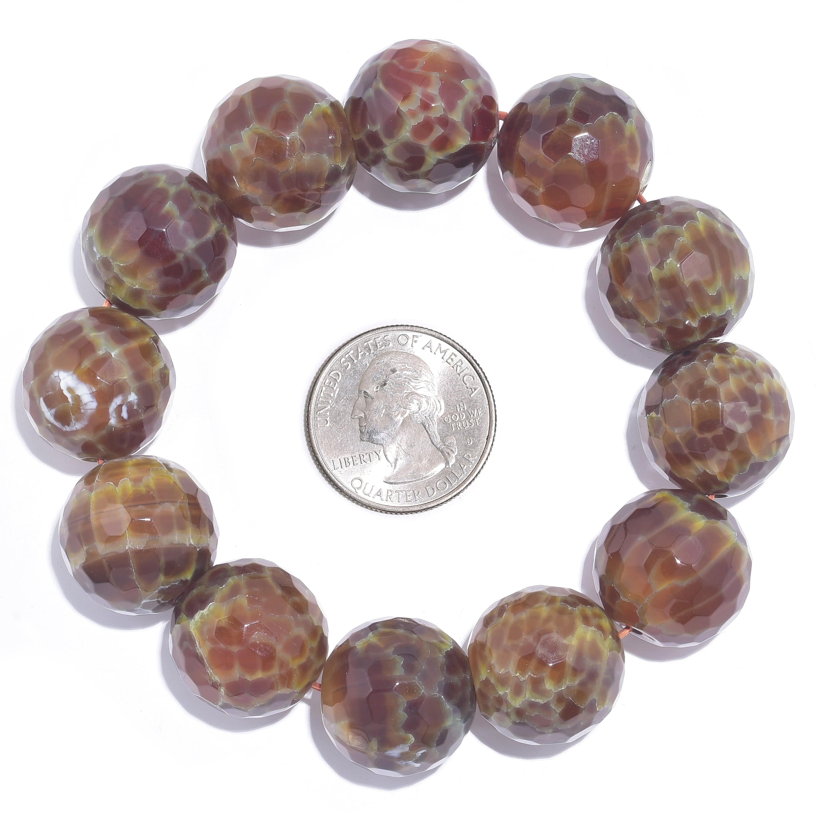 Kalifano Gemstone Bracelets Agate Faceted Natural Gemstone Bead Elastic Bracelet PLAT-BGP-025