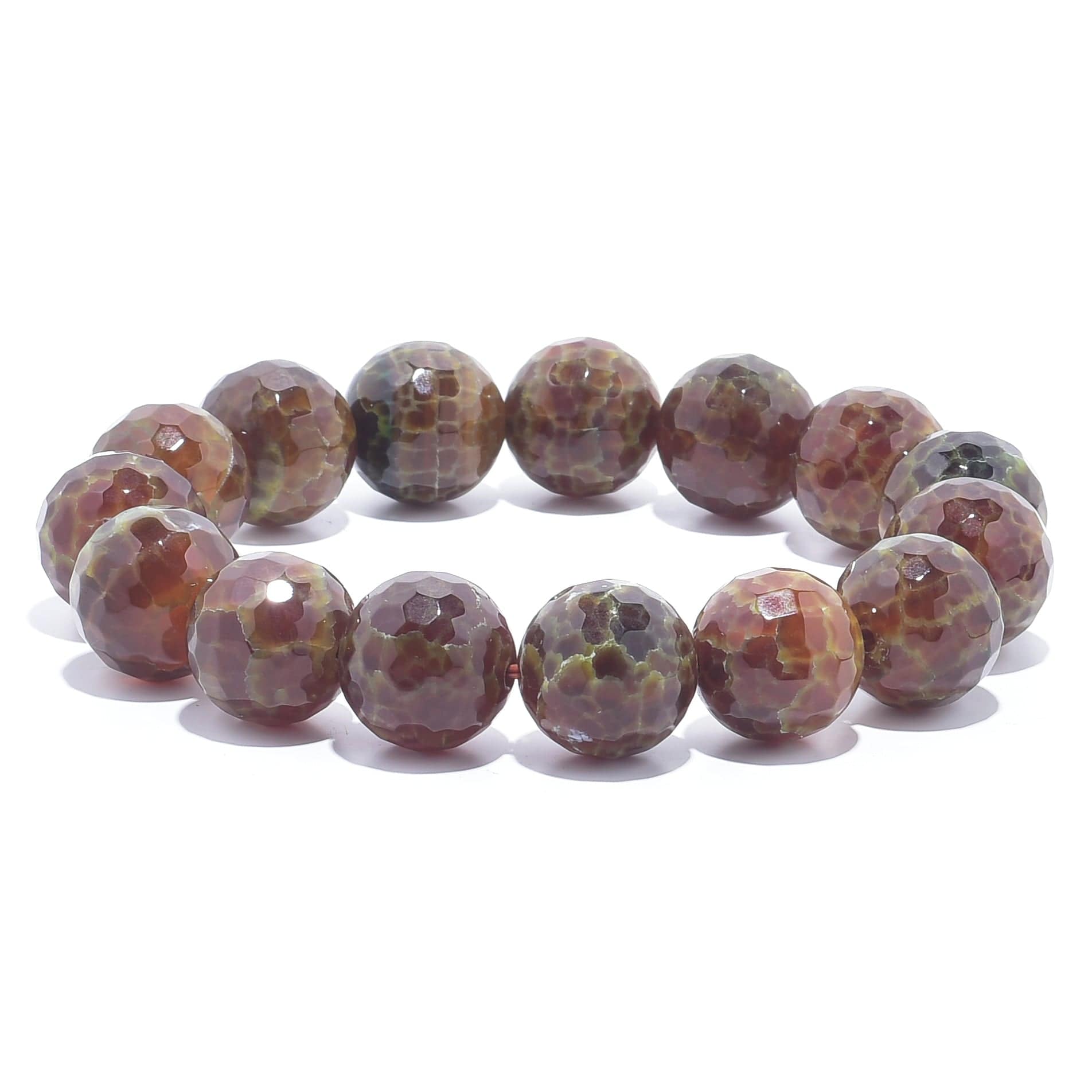 Kalifano Gemstone Bracelets Agate Faceted Natural Gemstone Bead Elastic Bracelet PLAT-BGP-030