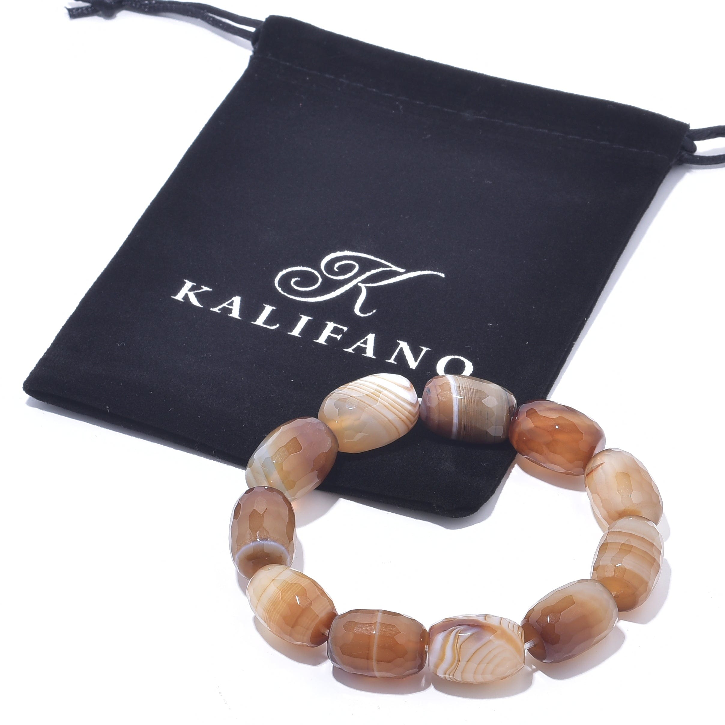 Kalifano Gemstone Bracelets Agate Natural Gemstone Elastic Bracelet PLAT-BGP-028