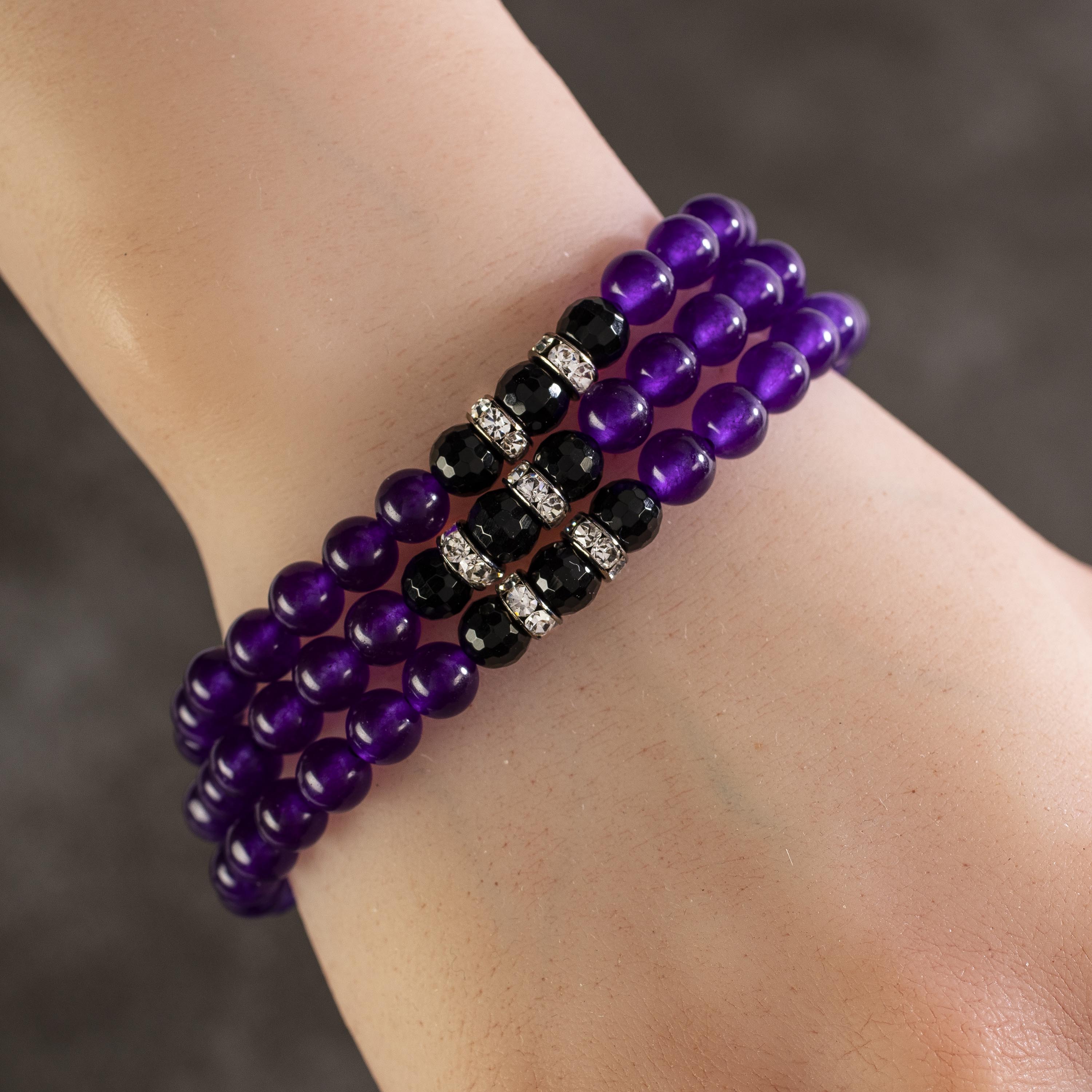 Spirit Connexions Black Tourmaline Bracelet with Amethyst and Clear India |  Ubuy