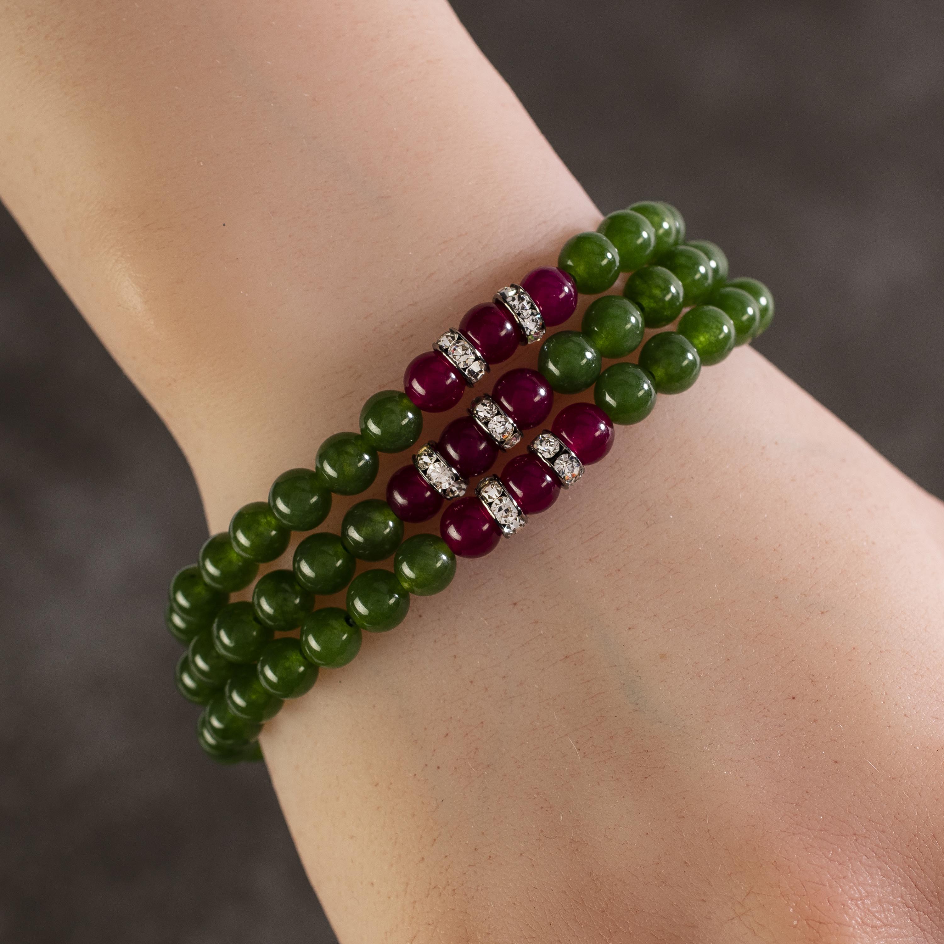 Garnet Elastic Bracelet - 6mm Beads