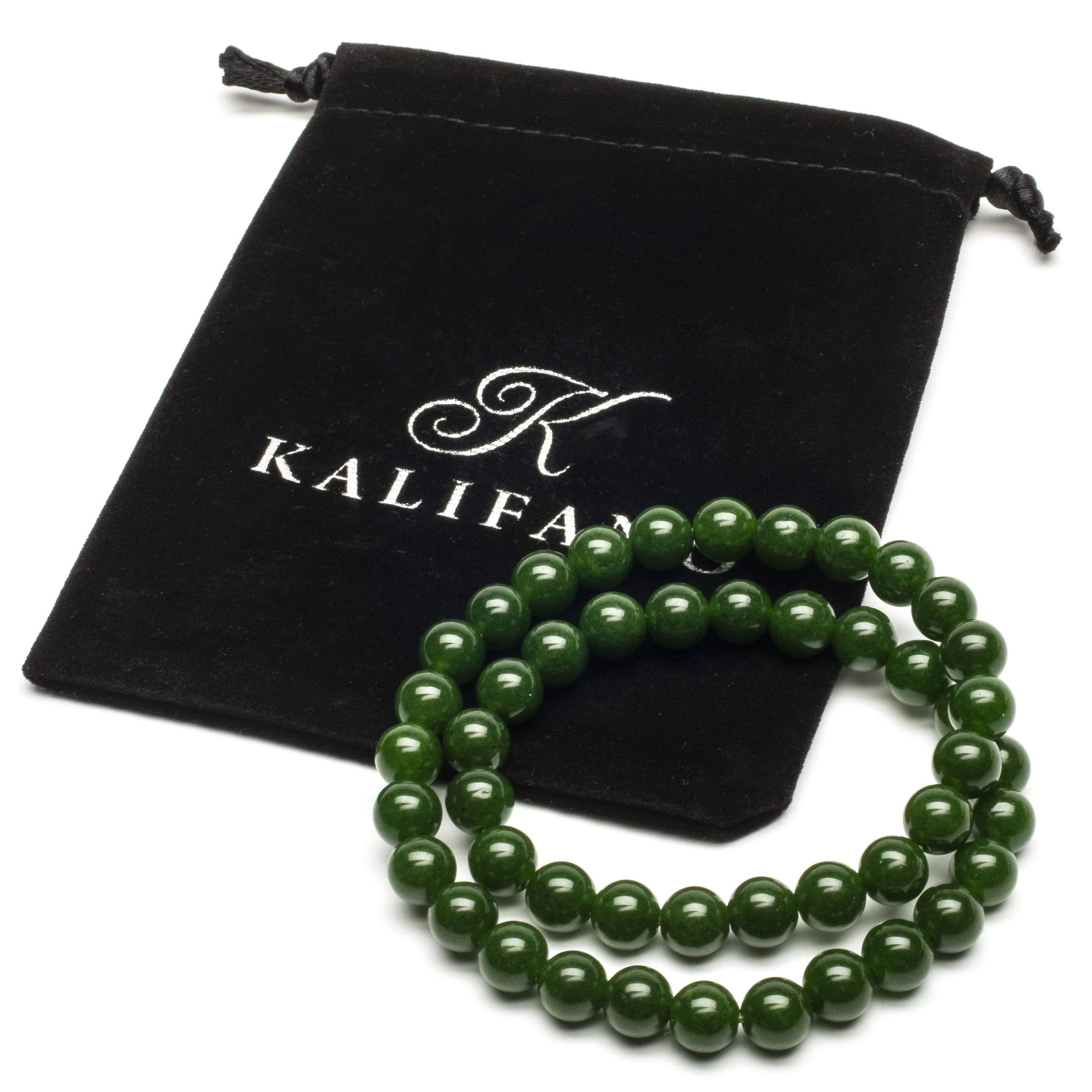 Kalifano Gemstone Bracelets Aventurine  8mm Beads Double Wrap Elastic Gemstone Bracelet WHITE-BGI2-030