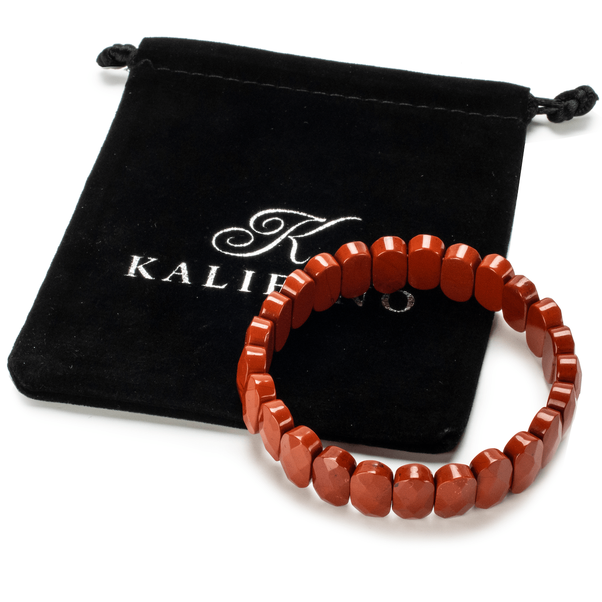 Kalifano Gemstone Bracelets Faceted Carnelian Gemstone Elastic Bracelet RED-BGP-018