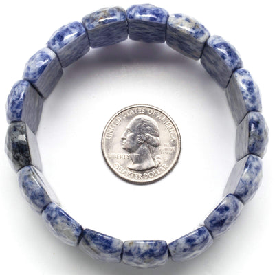 Kalifano Gemstone Bracelets Faceted Sodalite Rectangular Natural Gemstone Elastic Bracelet PLAT-BGP-004