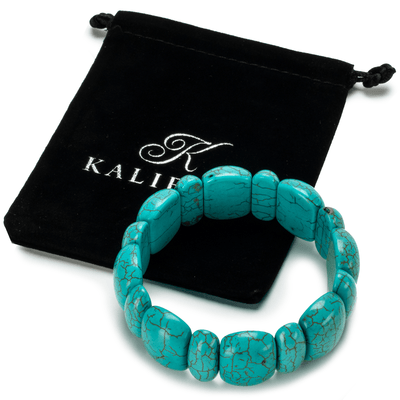 Kalifano Gemstone Bracelets Howlite Turquoise Gemstone Elastic Bracelet RED-BGP-031