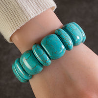 Howlite Turquoise Gemstone Elastic Bracelet Main Image