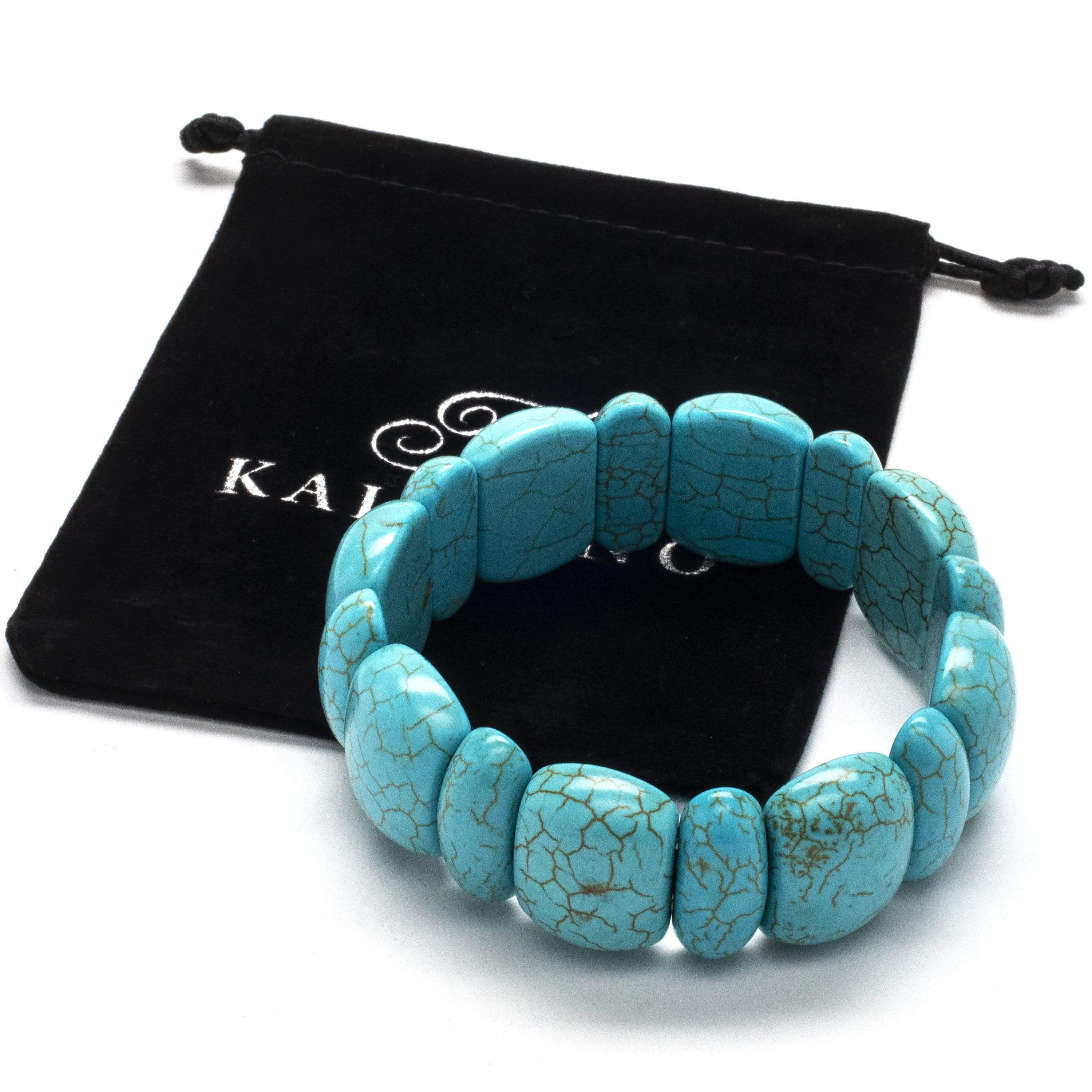 Kalifano Gemstone Bracelets Howlite Turquoise Gemstone Elastic Bracelet WHITE-BGP-007