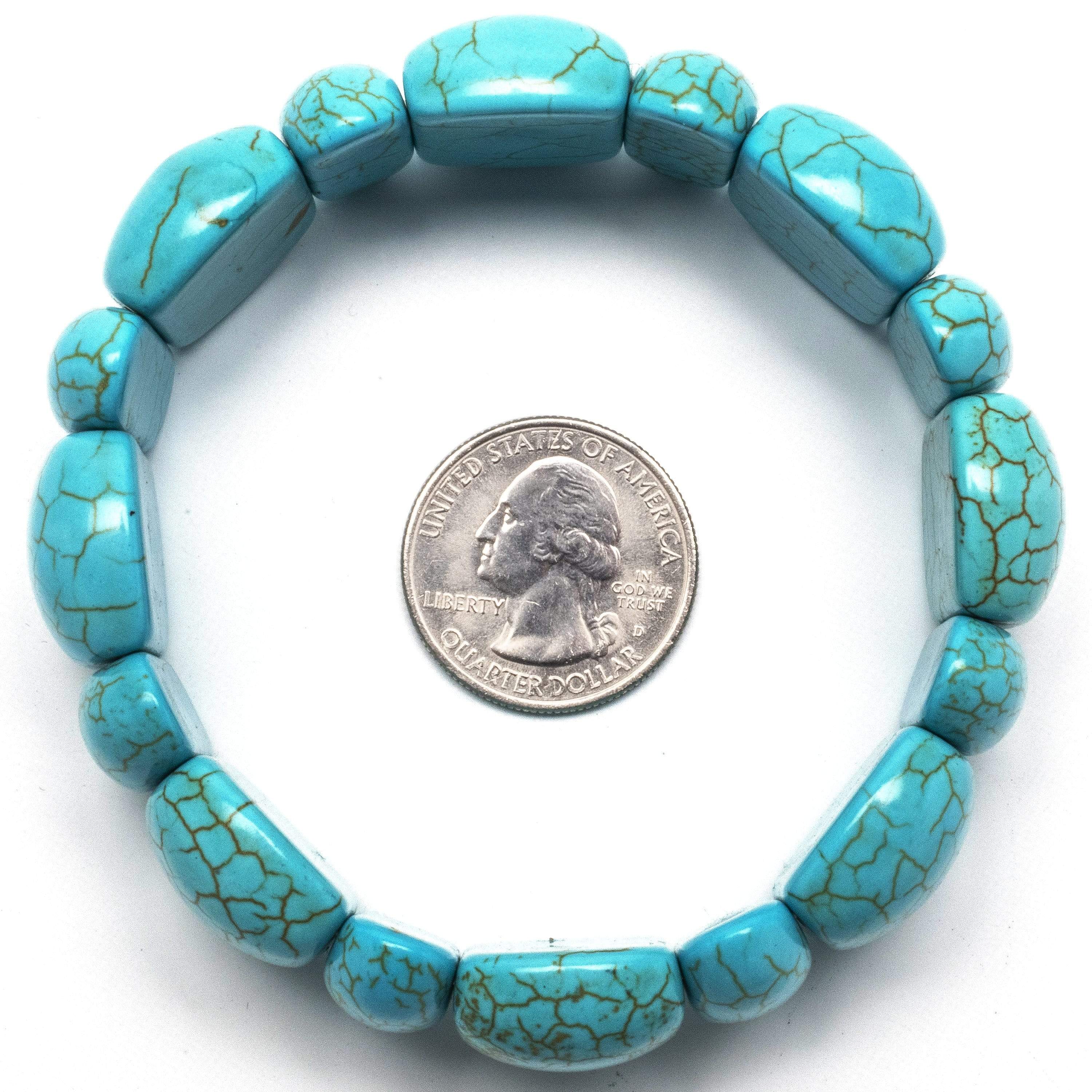 Kalifano Gemstone Bracelets Howlite Turquoise Gemstone Elastic Bracelet WHITE-BGP-007