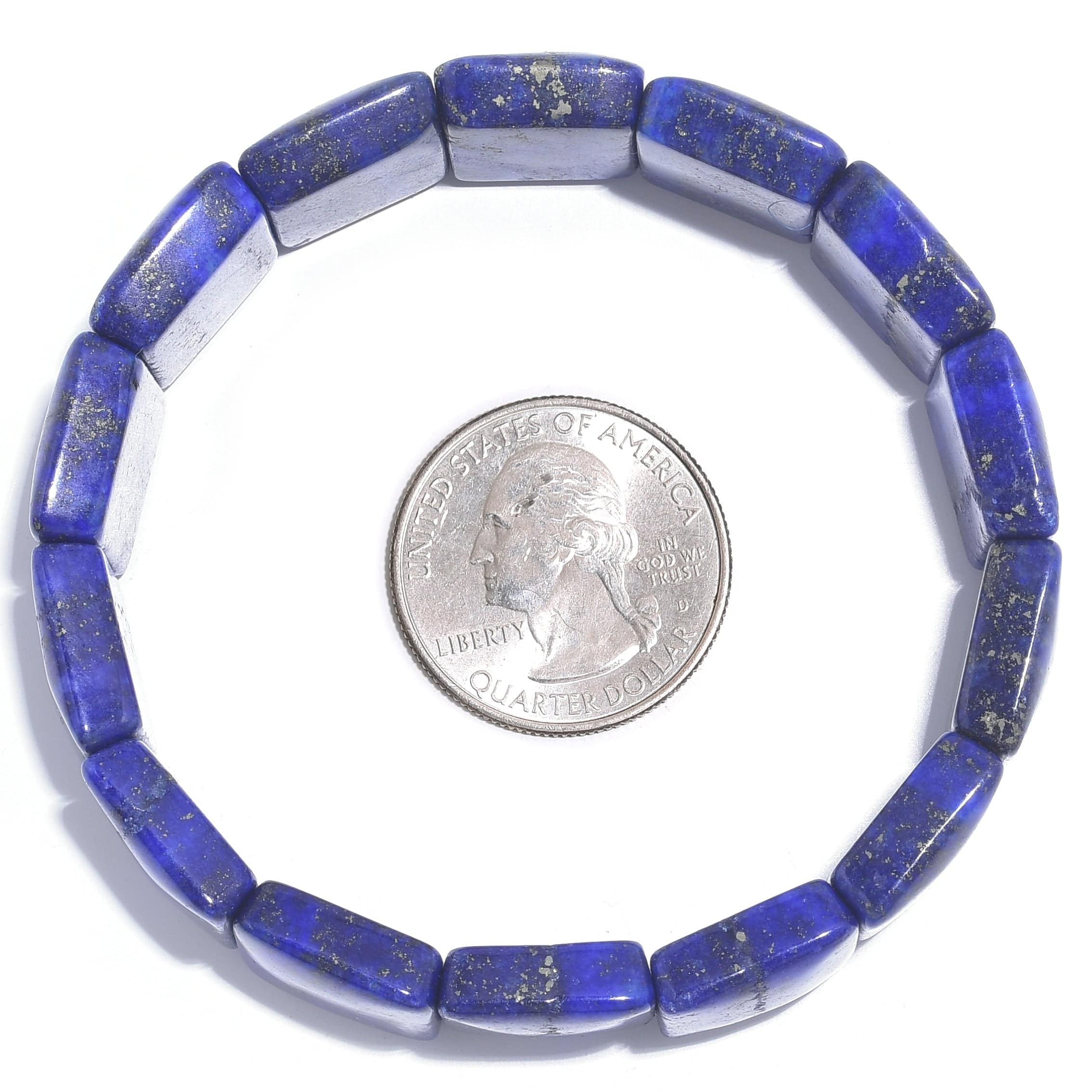 Kalifano Gemstone Bracelets Lapis Lazuli Natural Gemstone Elastic Bracelet BLACK-BGP-028