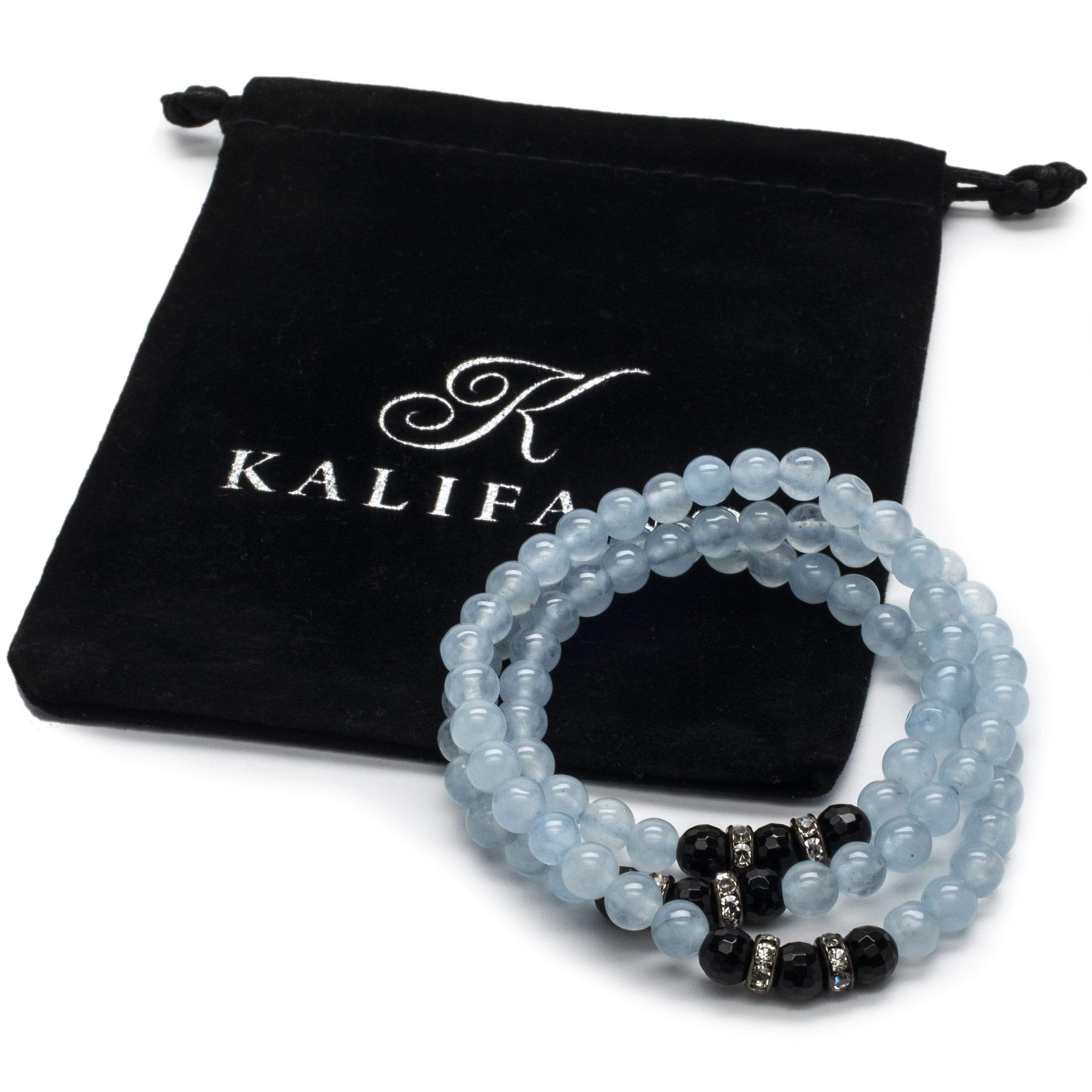 Beaded Bracelet Set / Set of Five / Natural Glass Beads Rhinestone