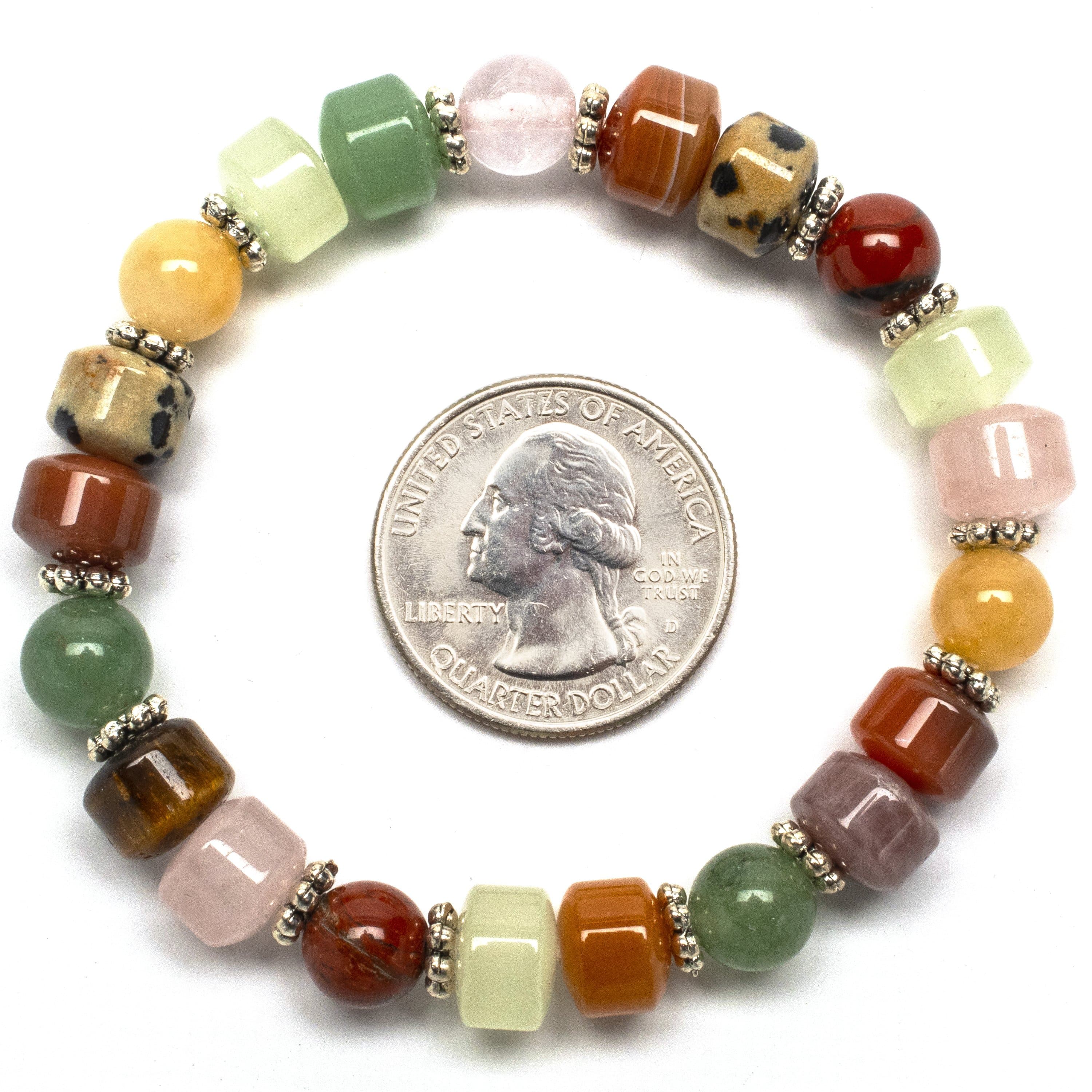 KALIFANO Multi-Gemstone Bead Bracelet with Crystal Accent Beads