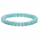 Natural Blue Amazonite 6mm Gemstone Bead Elastic Bracelet