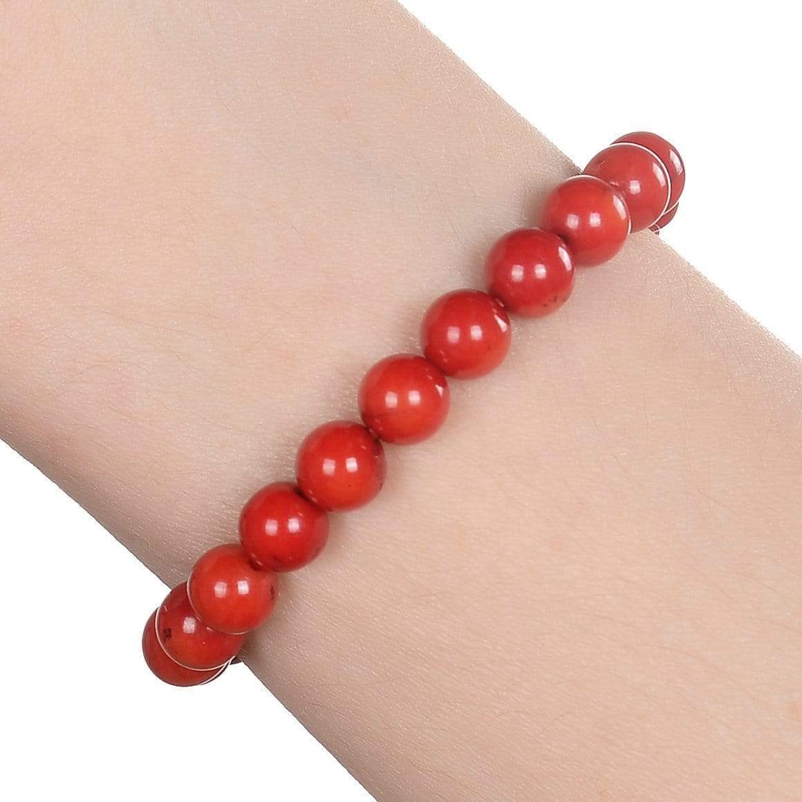Red Coral Natural Gemstone Bracelet | PlayHardLookDope M 7.5'' / 10mm