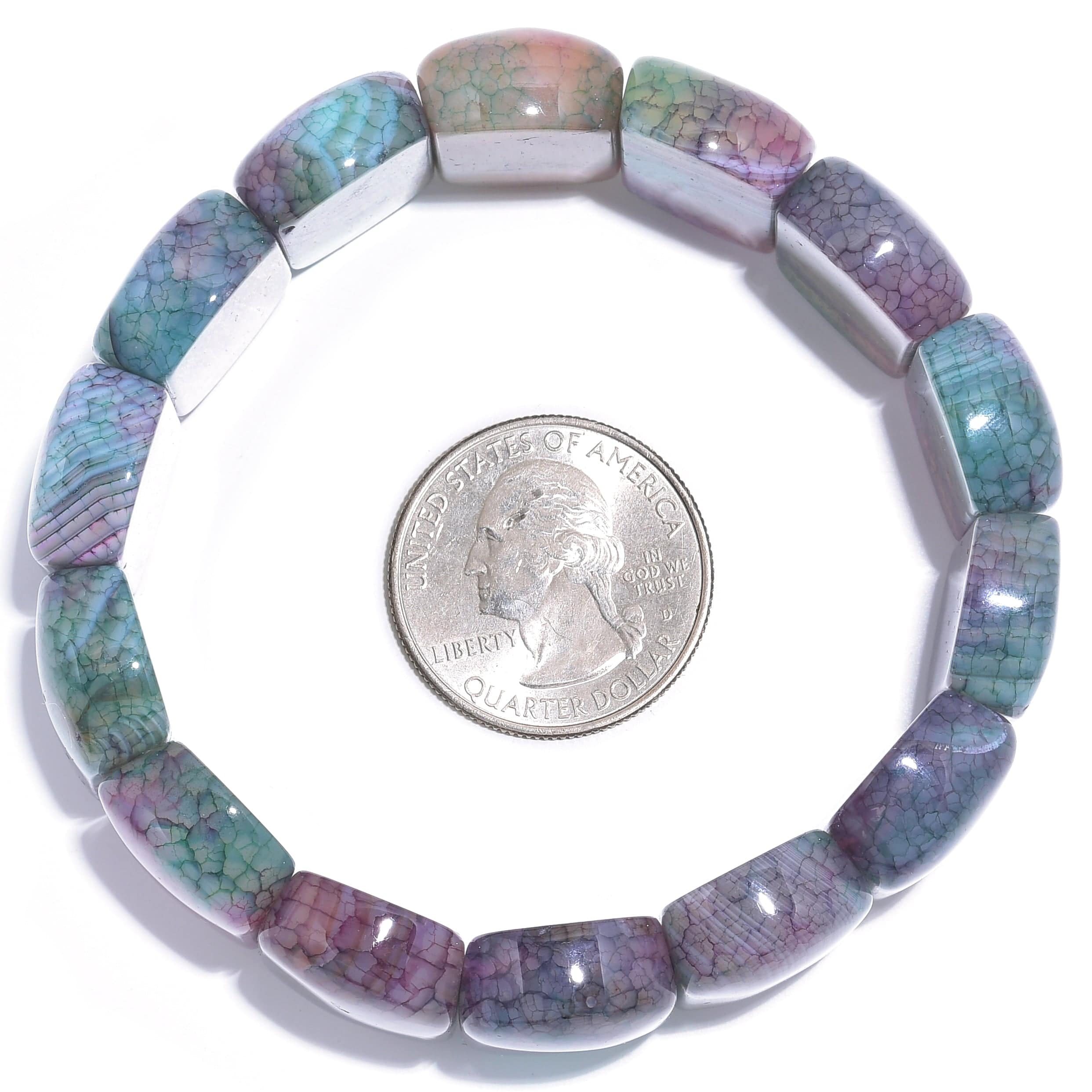 Kalifano Gemstone Bracelets Purple & Green Agate Natural Gemstone Elastic Bracelet PLAT-BGP-023