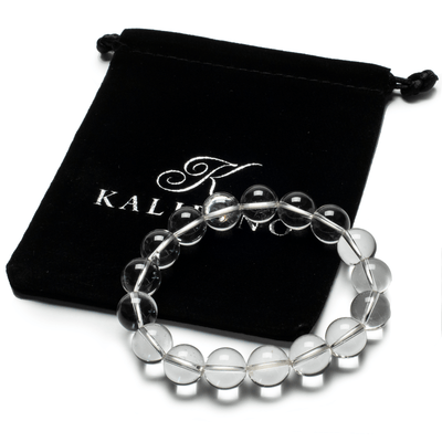 Kalifano Gemstone Bracelets Quartz 12mm Gemstone Bead Elastic Bracelet RED-BGP-021