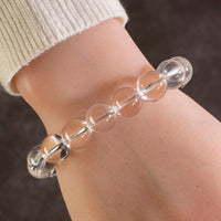 Quartz 12mm Gemstone Bead Elastic Bracelet Main Image