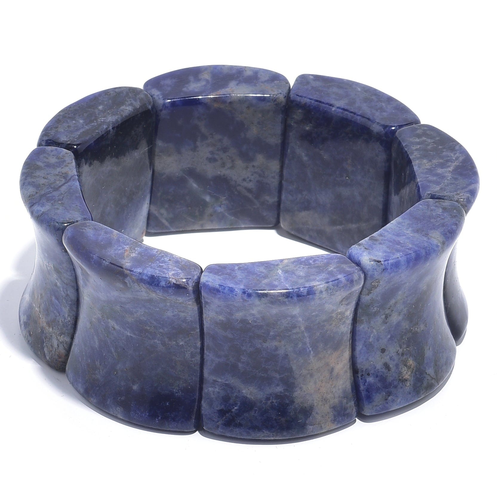 Kalifano Gemstone Bracelets Sodalite Rectangular Natural Gemstone Elastic Bracelet BLACK-BGP-030