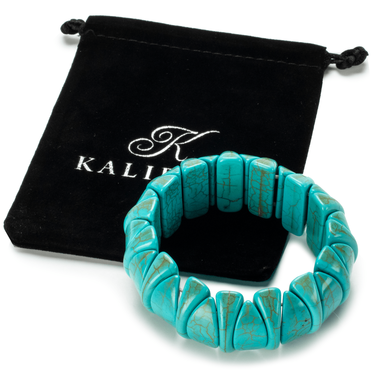 Kalifano Gemstone Bracelets Turquoise Gemstone Elastic Bracelet RED-BGP-012