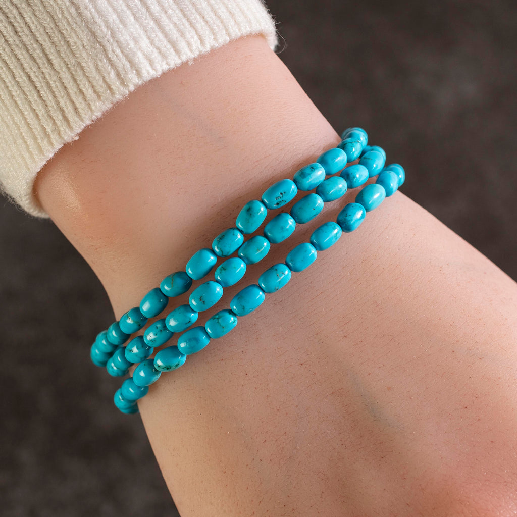 Turquoise Stone Elastic Bracelet - 6mm Beads