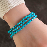 Turquoise Triple Wrap Elastic Gemstone Bracelet Main Image