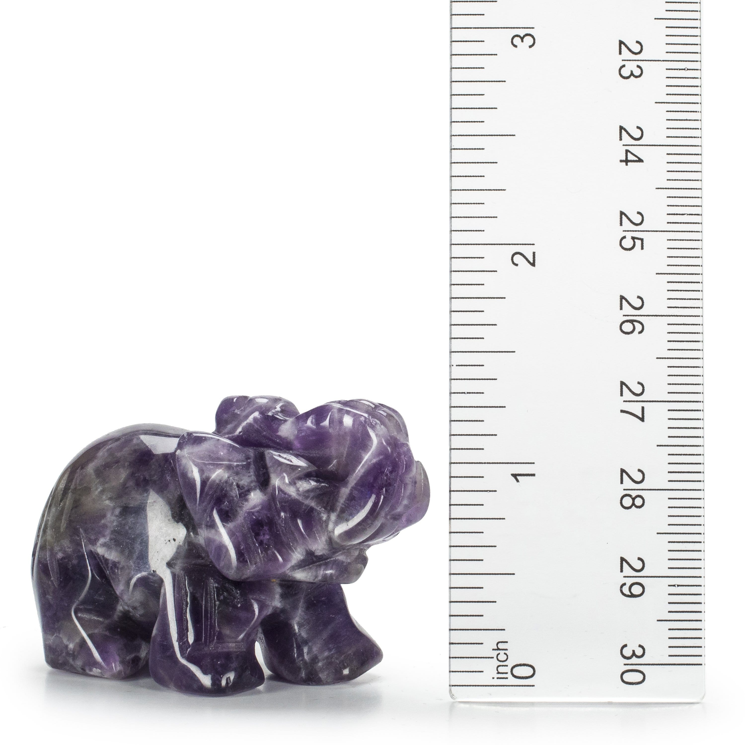 Kalifano Gemstone Carvings Amethyst Elephant 2'' Natural Gemstone Carving CV15-E-AM