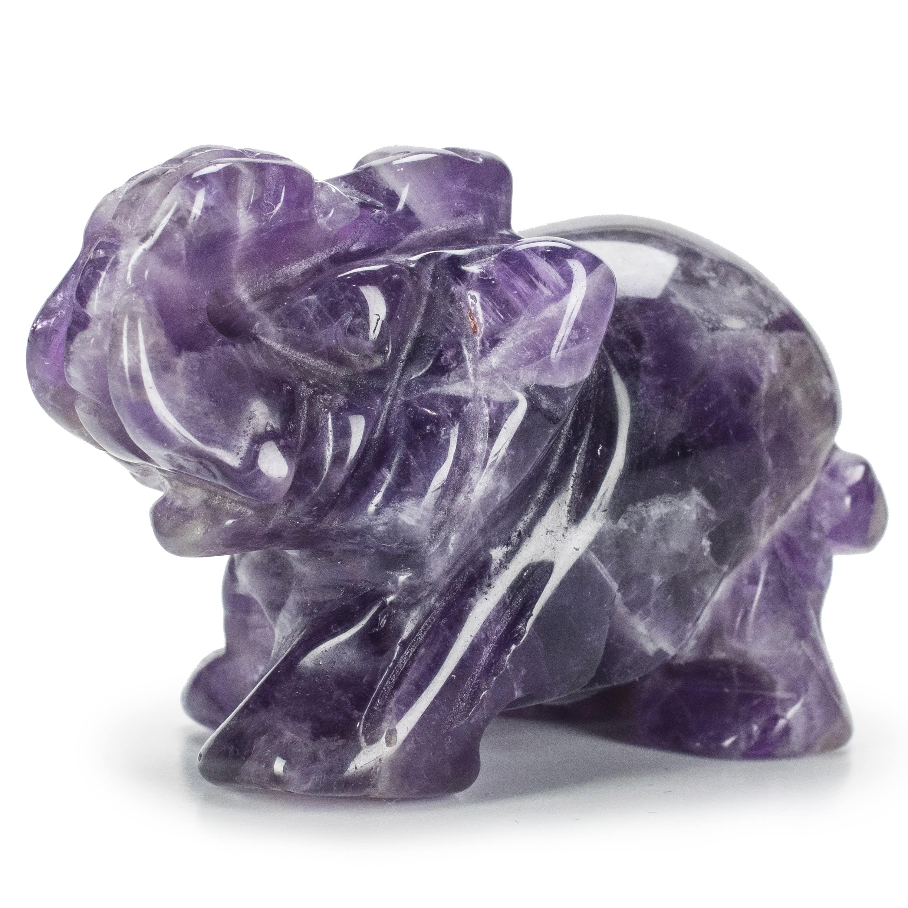 Kalifano Gemstone Carvings Amethyst Elephant 2'' Natural Gemstone Carving CV15-E-AM