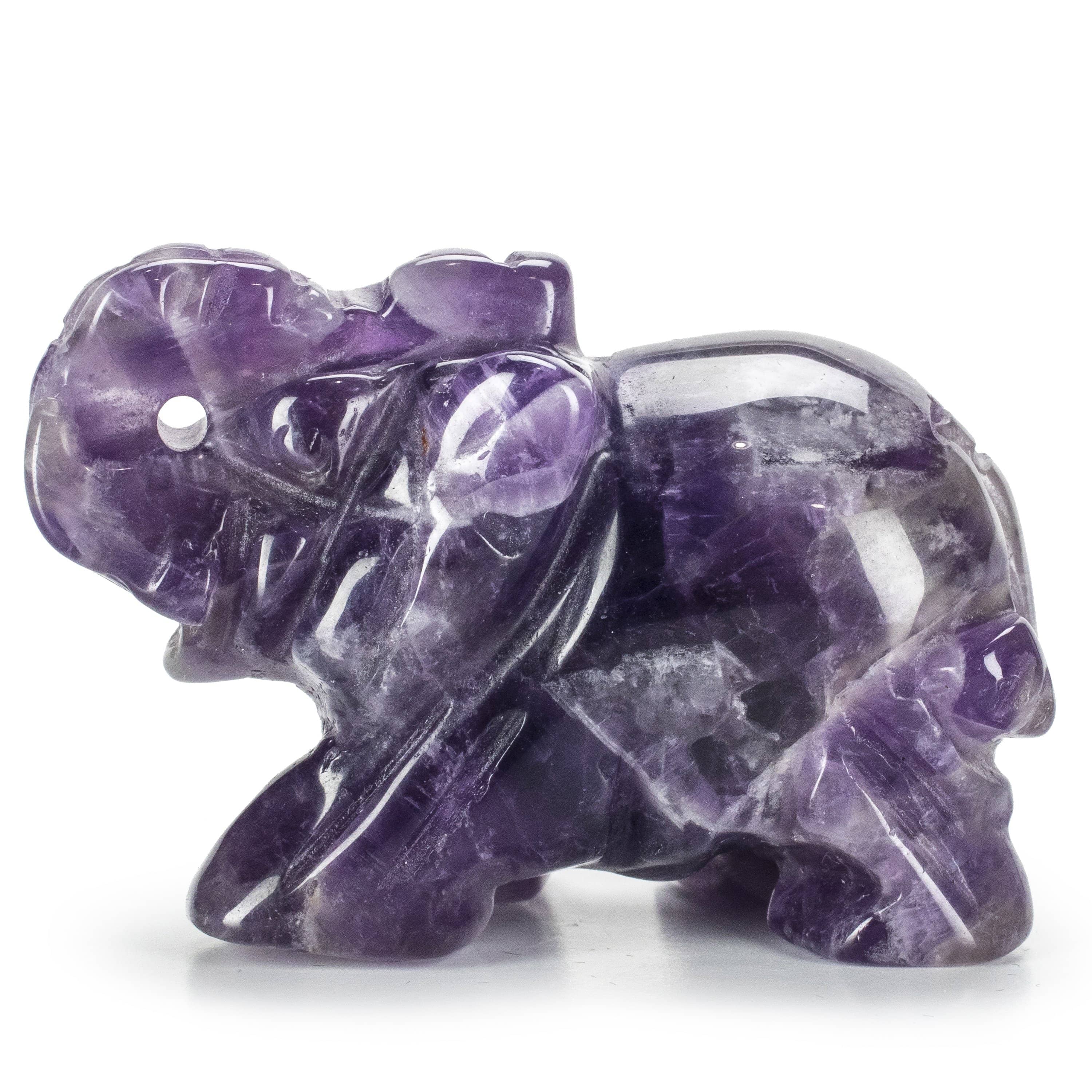 Kalifano Gemstone Carvings Amethyst Elephant 2'' Natural Gemstone Carving CV15-E-AM