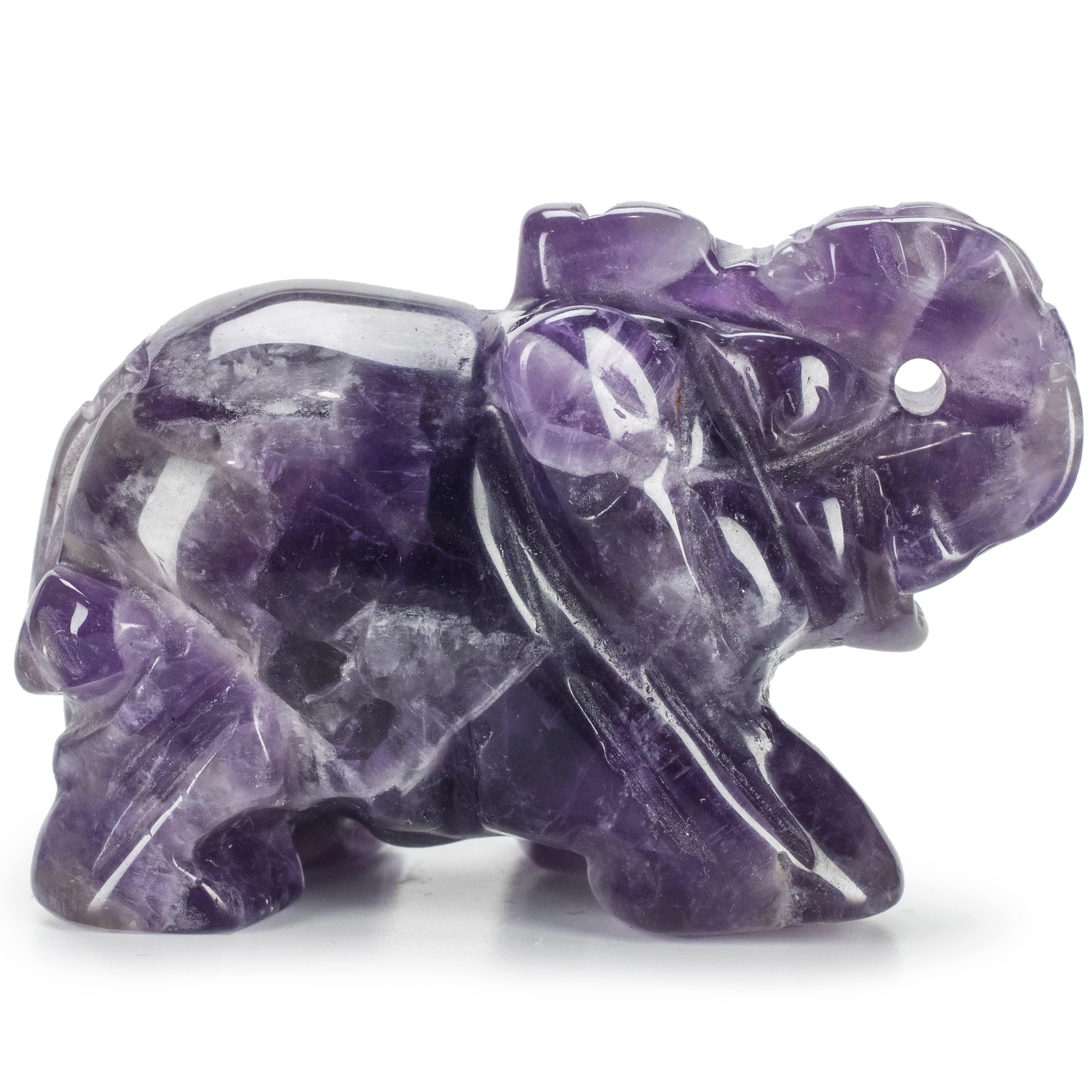 Kalifano Gemstone Carvings Amethyst Elephant 2'' Natural Gemstone Carving CV15-E-AM